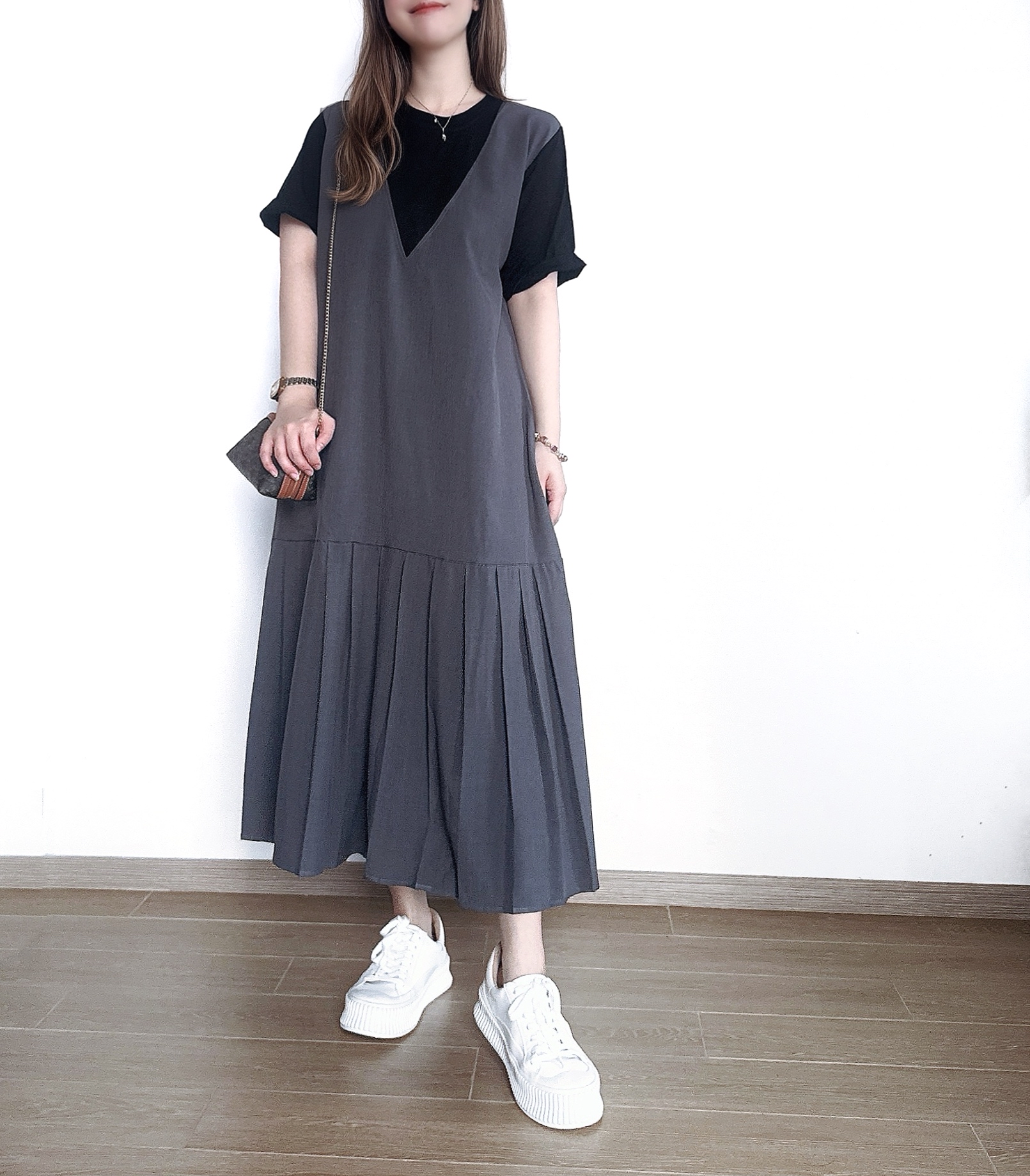 🌼初春優惠🍀 簡約拼接西裝百摺Ops