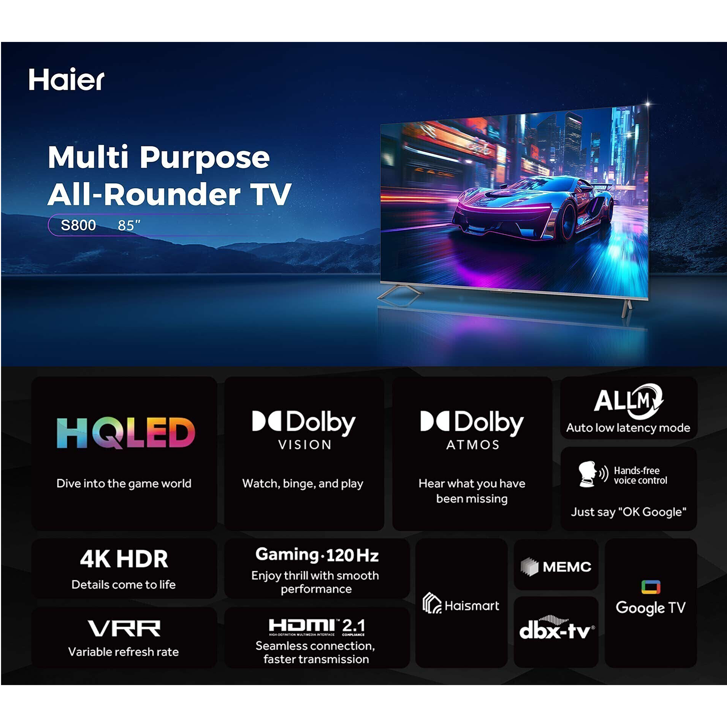 Haier 85" 4K UHD Smart TV (H85S800UX)