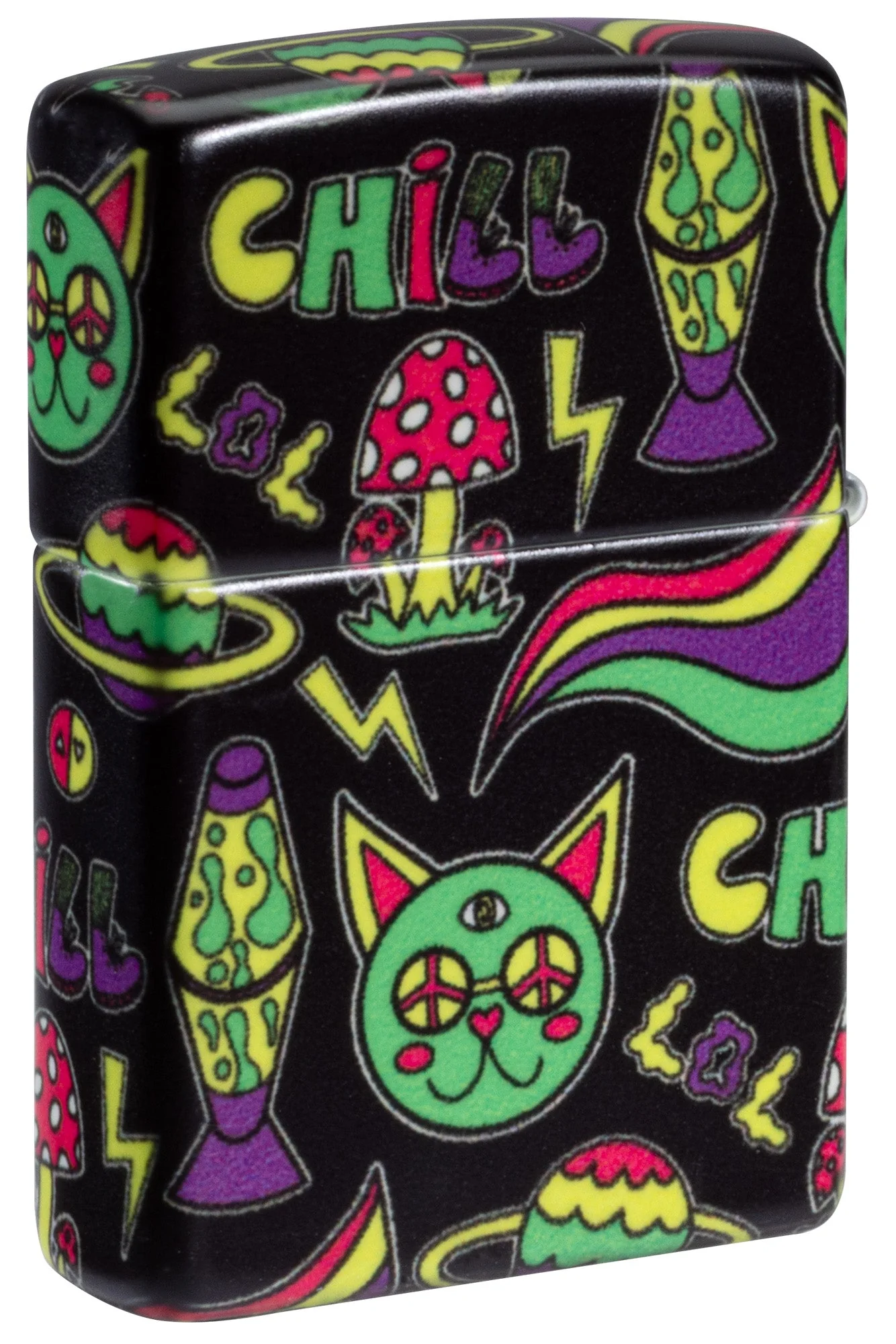 美國製造 | Zippo指定經銷商 Zippo 47114 發光 Chill 打火機 – 發光綠色迷幻融合 (熔岩與 groovy 圖案)  Glowing Chill Lighter Glow-in-the-Dark