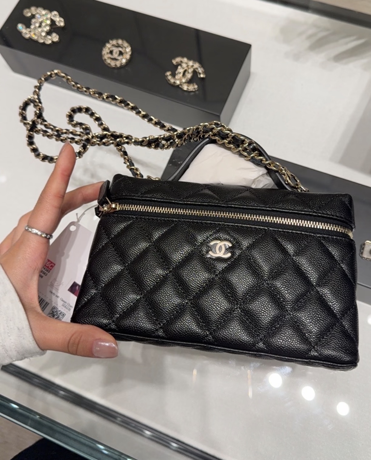 Chanel 經典款 黑金荔枝皮 LP