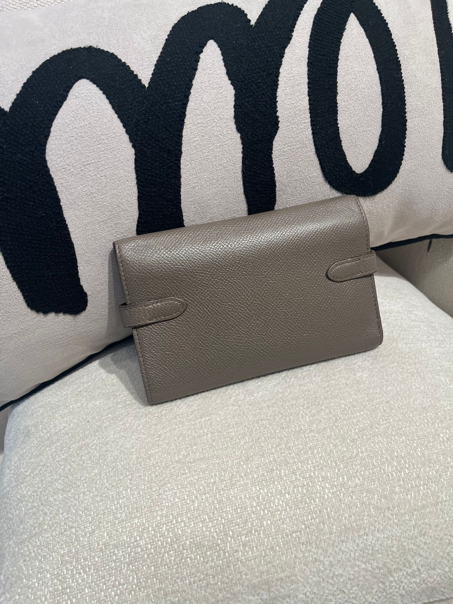 Hermes Kelly Wallet Etain 錫器灰 Epsom牛皮 Stamp R 100%Authentic, 93%New✅Dust bag