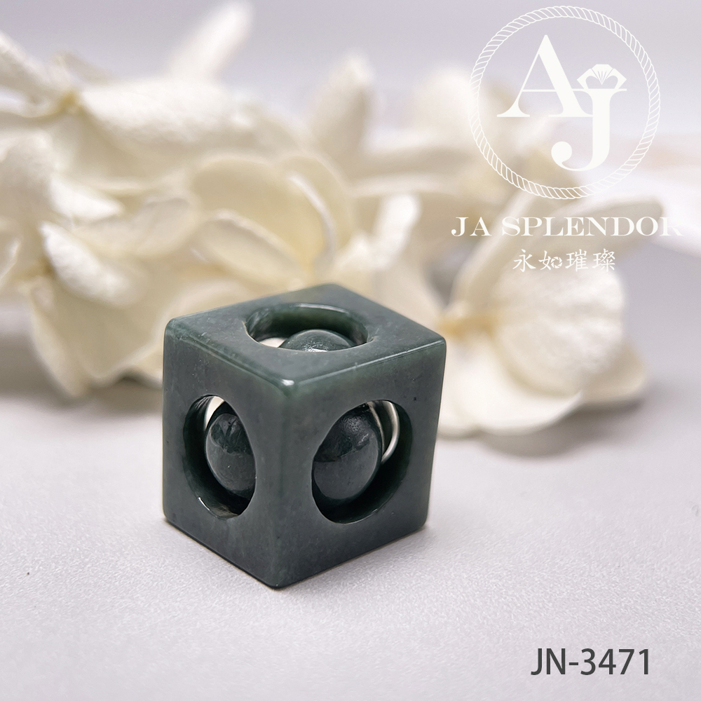 JN-3471/72/73/78/80 天然翡翠A玉 油青墨綠骰子招財進寶吊墜