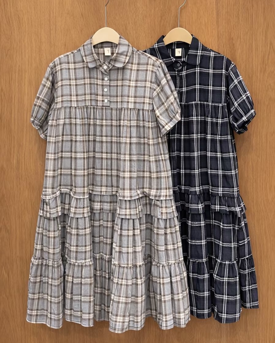 monday check layered dress