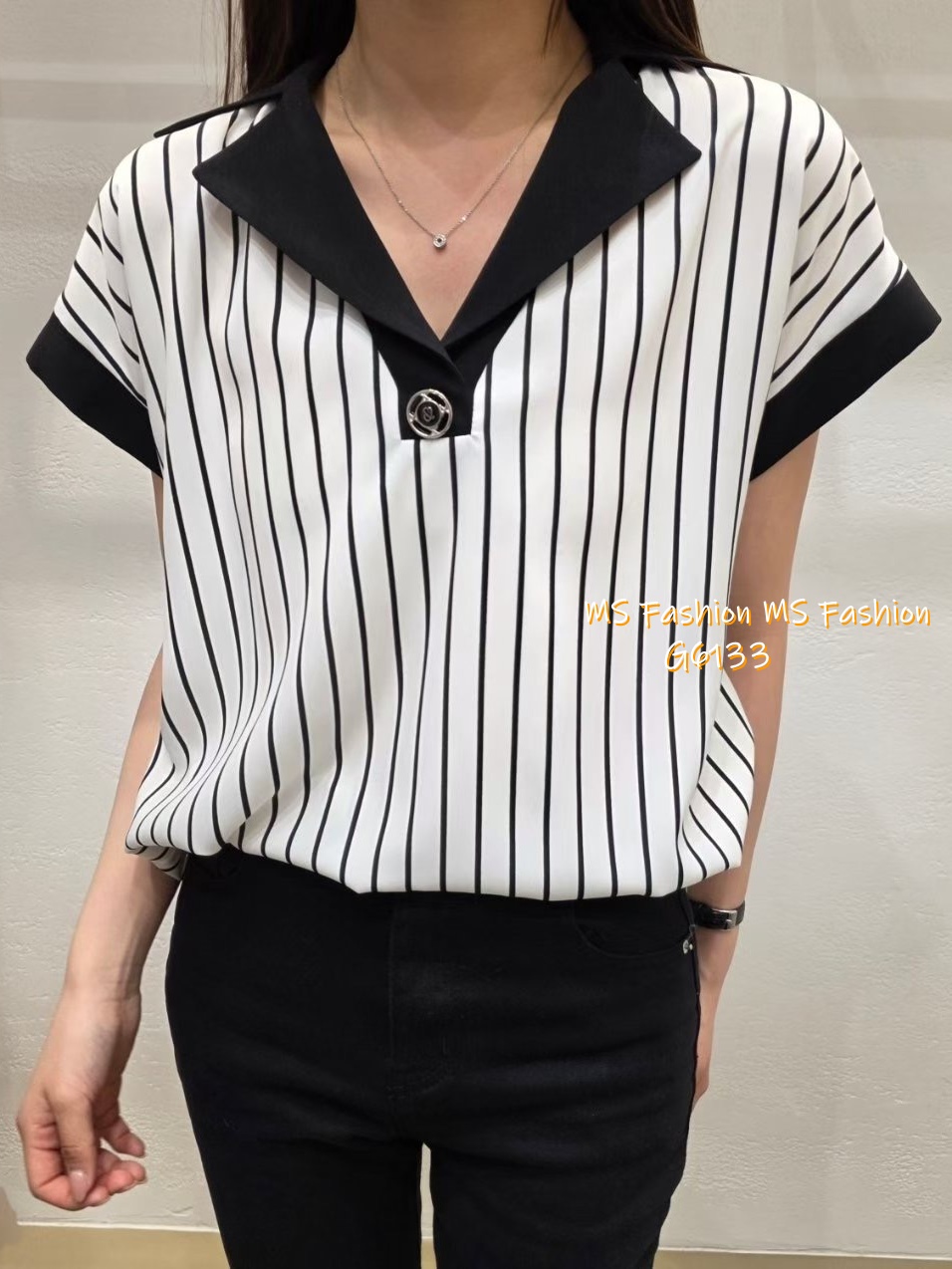 G6133 韓國🇰🇷靚料條子拼邊top