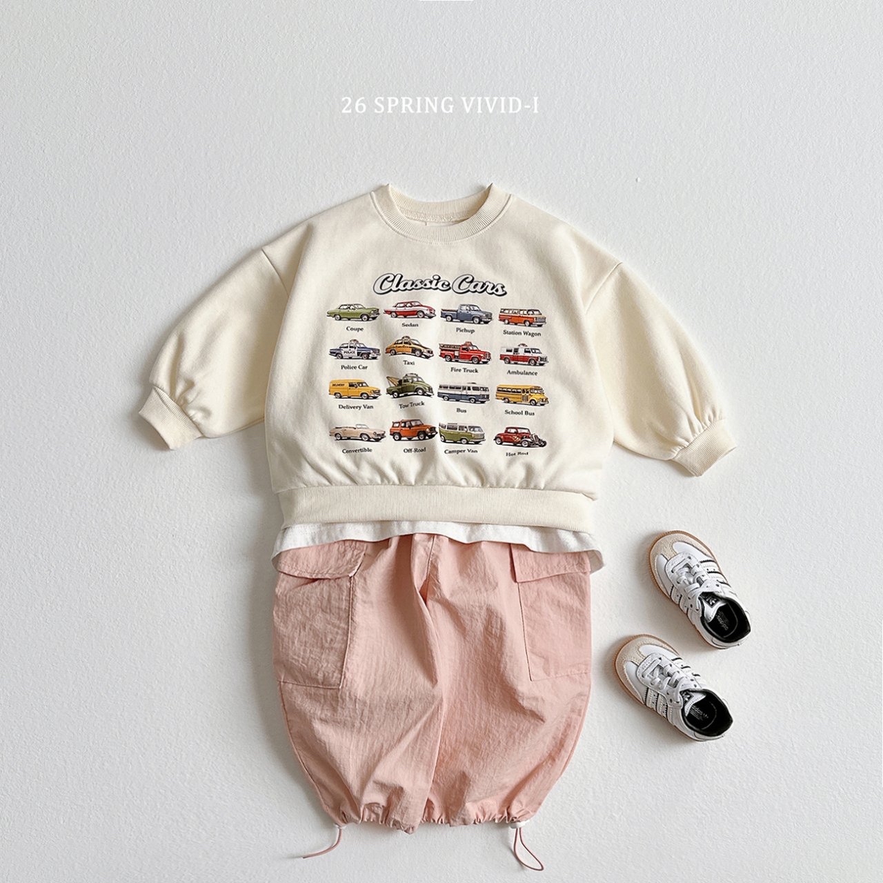 🌸預訂 韓國直送🌸🇰🇷VIVIDI三色迷你車車印花寬鬆衛衣