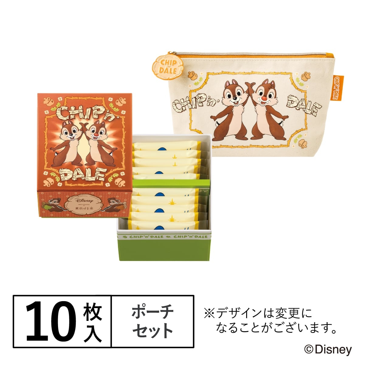 🌸 【預訂】Chip & Dale 白朱古力夾心餅Pouch Set (10入) - Tokyo Banana x Donald Duck, Chip & Dale