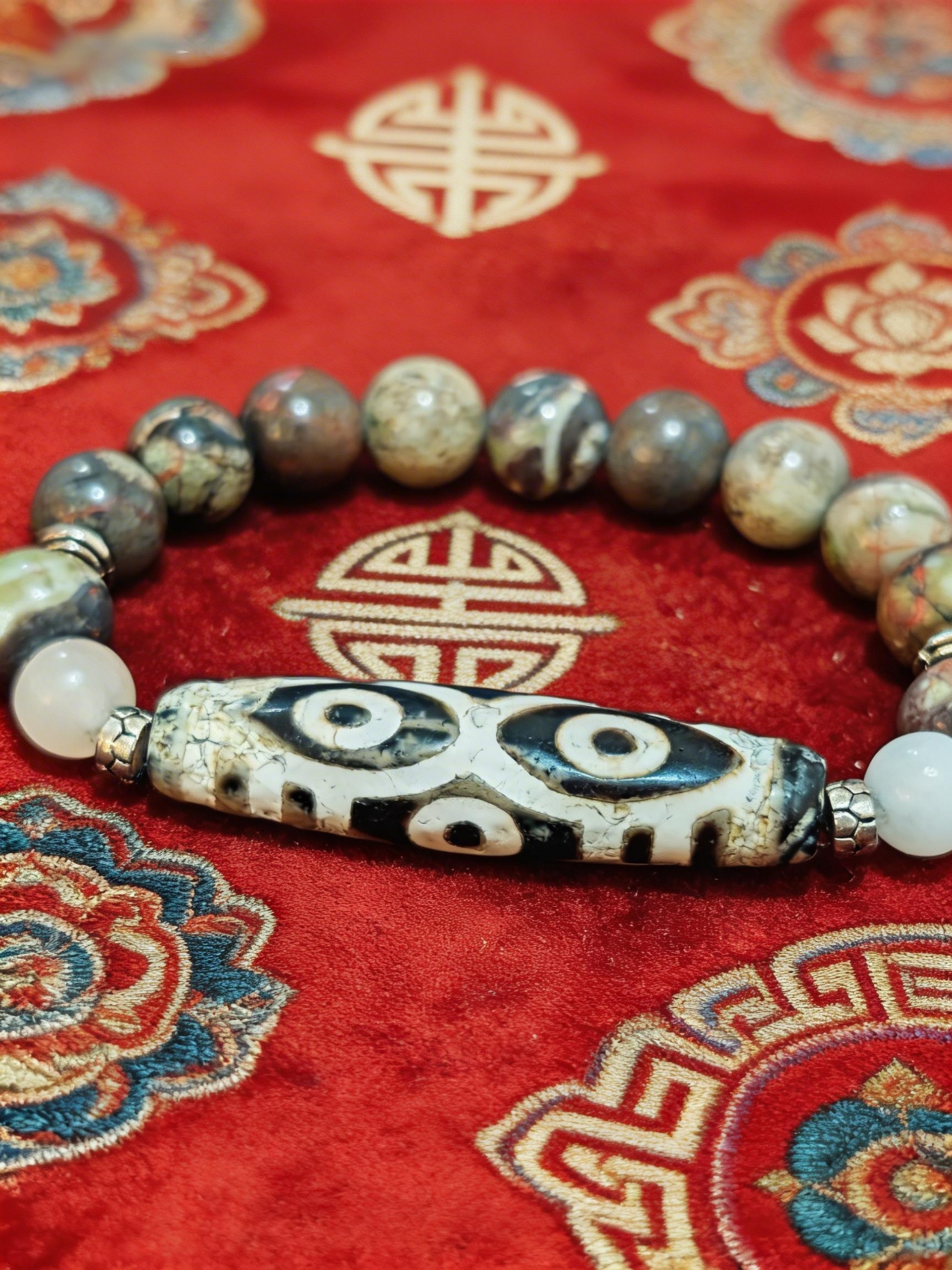 「火供龍六眼天珠」26035