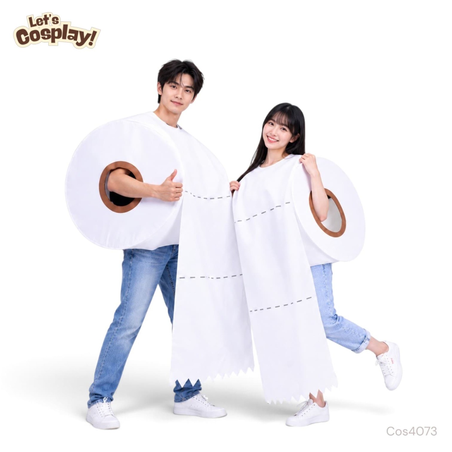 成人萬聖節搞笑廁紙服裝 Toilet Paper Costume｜情侶親子派對造型 香港現貨COS4073