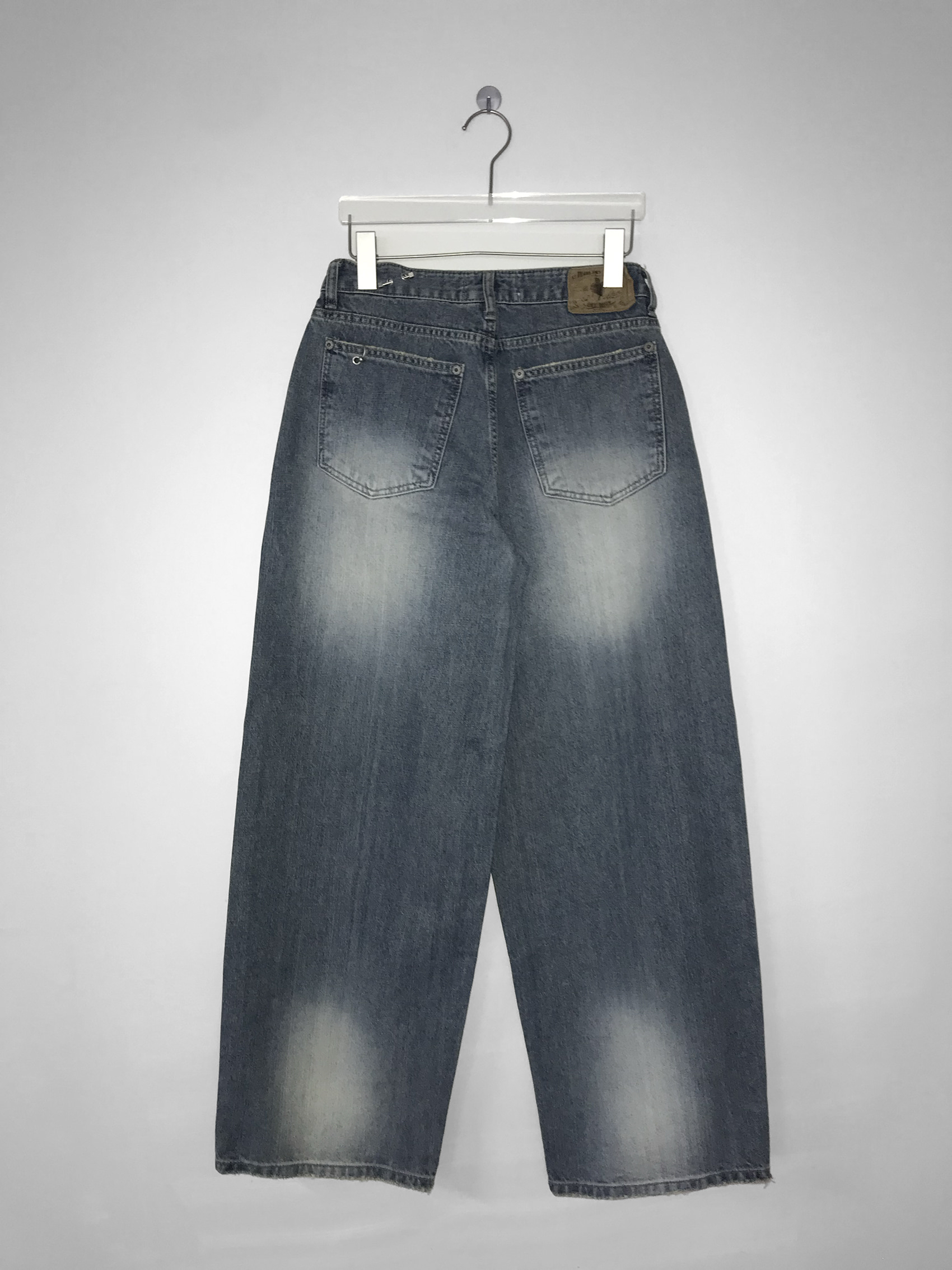 Metal Hook Washed Wide-Leg Denim