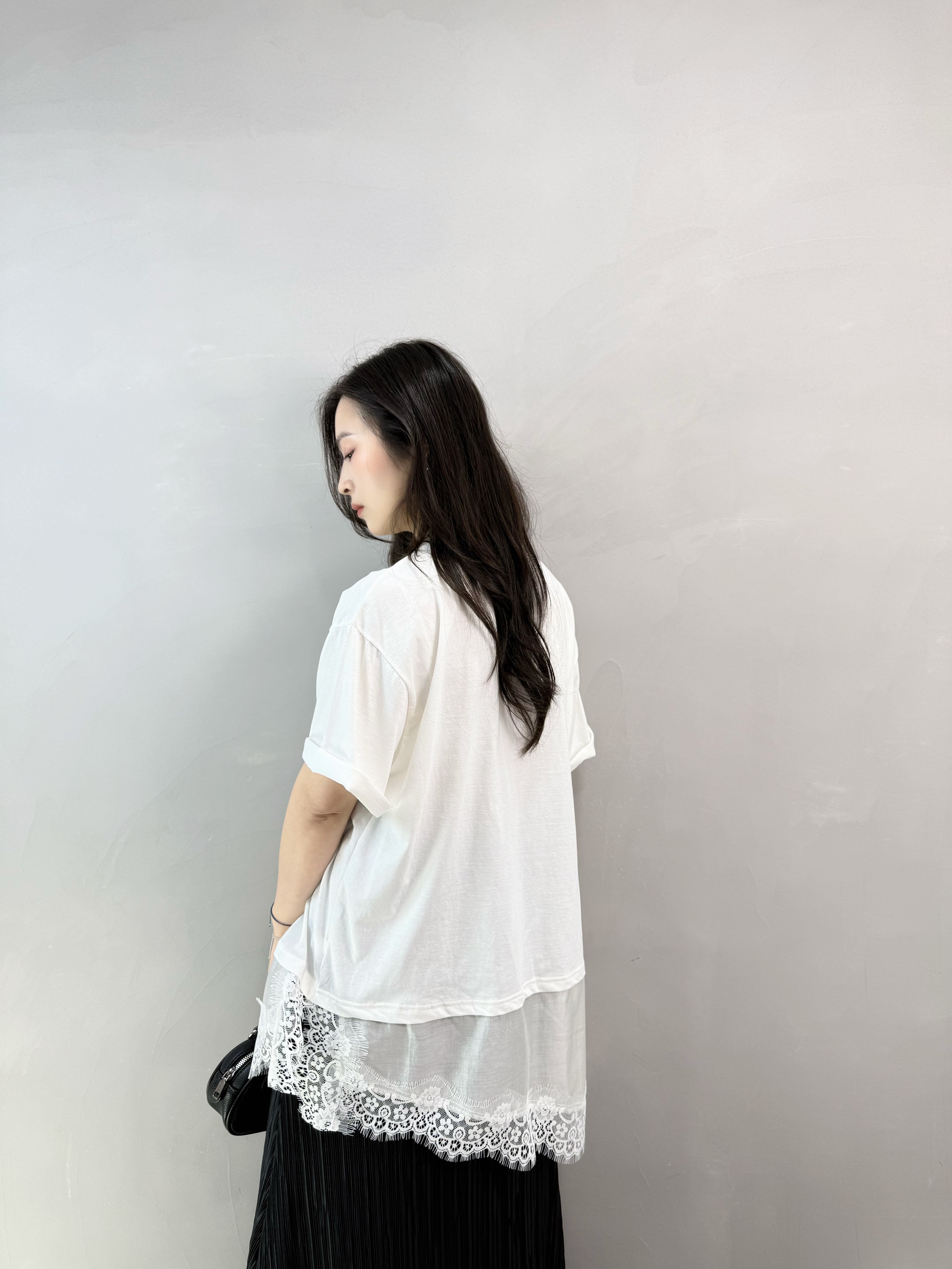 L86 拼Lace開叉Tee