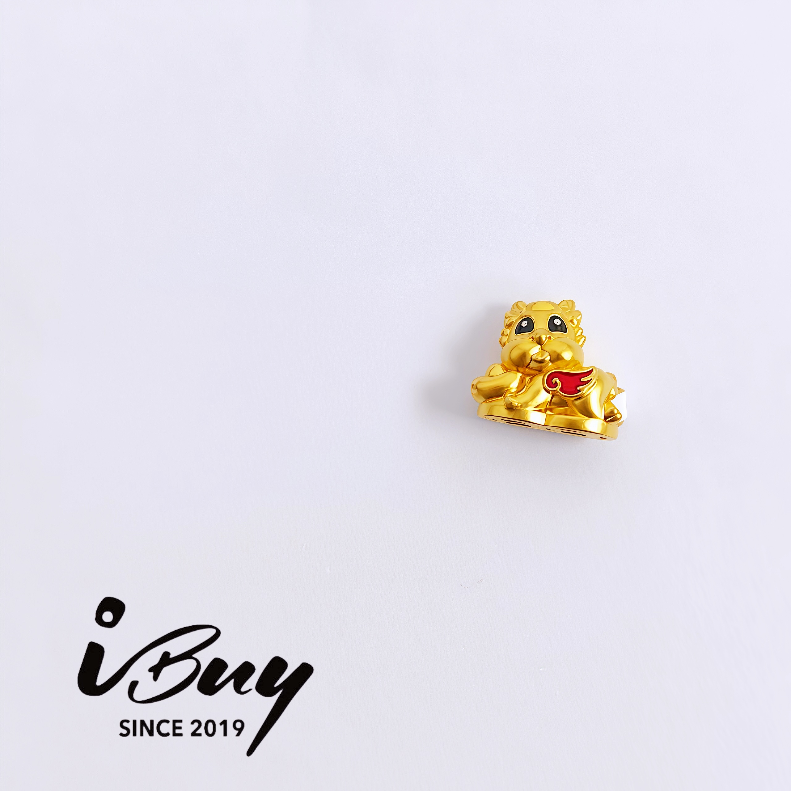 999 GOLD ENAMEL BABY LOONG WITH GOLD INGOT 999 金 珐琅元宝龙宝宝串咀