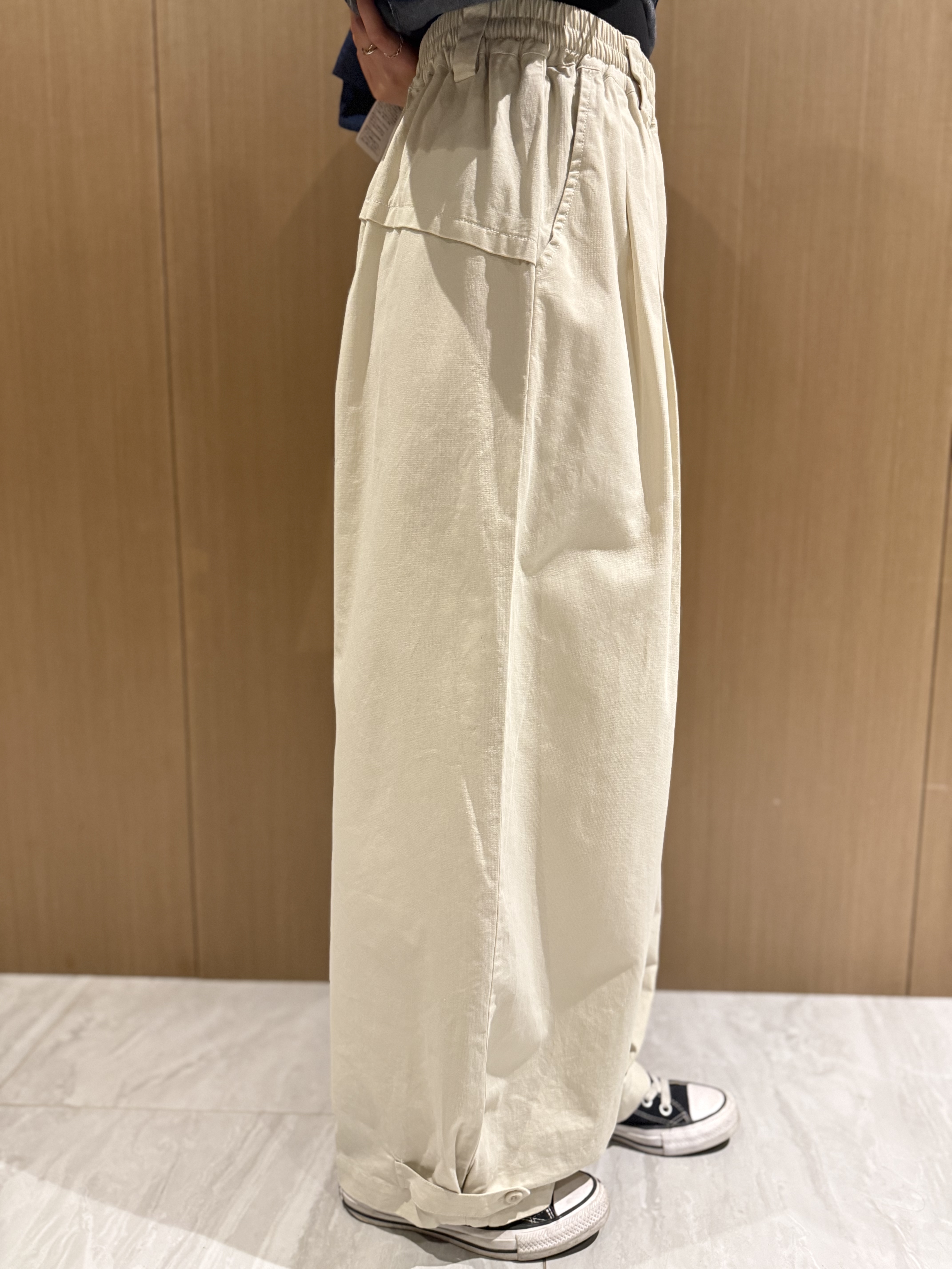 壓褶扯布料修腳褲