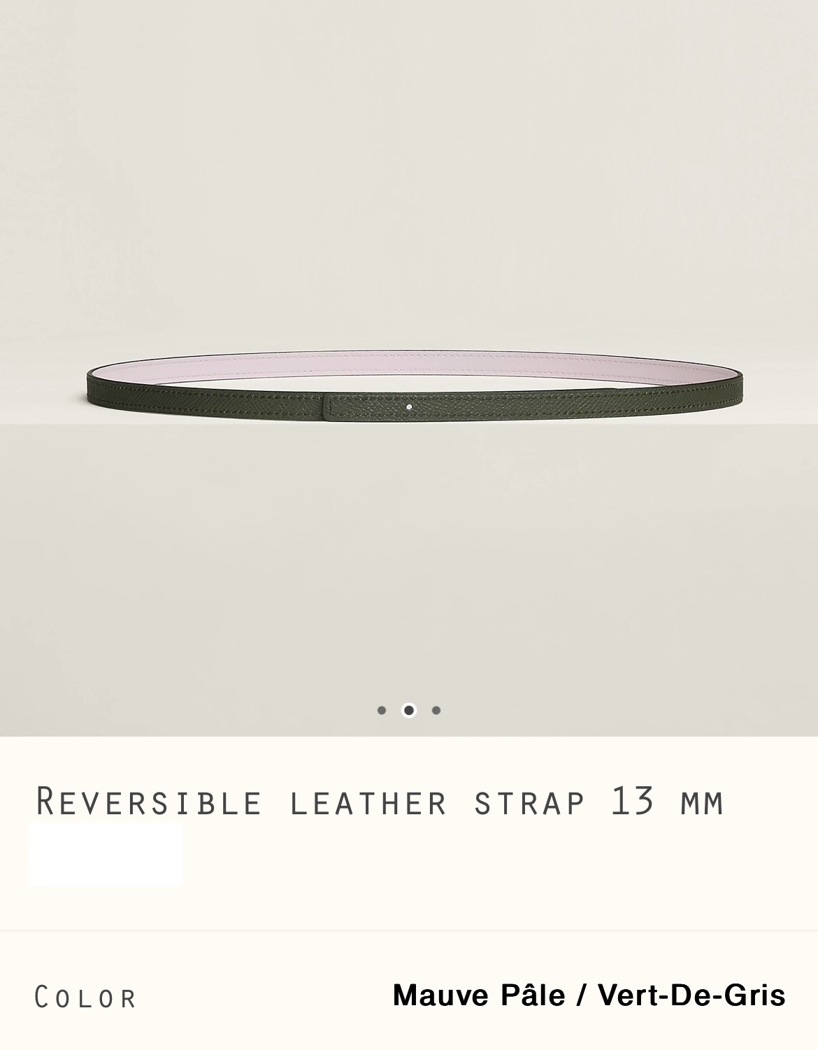 ❤️‍🔥 Hermes 全新🆕 Vert De Gris x Mauve Pale銅綠色拼夢幻紫色  Swift Epsom皮 13 mm雙面皮帶