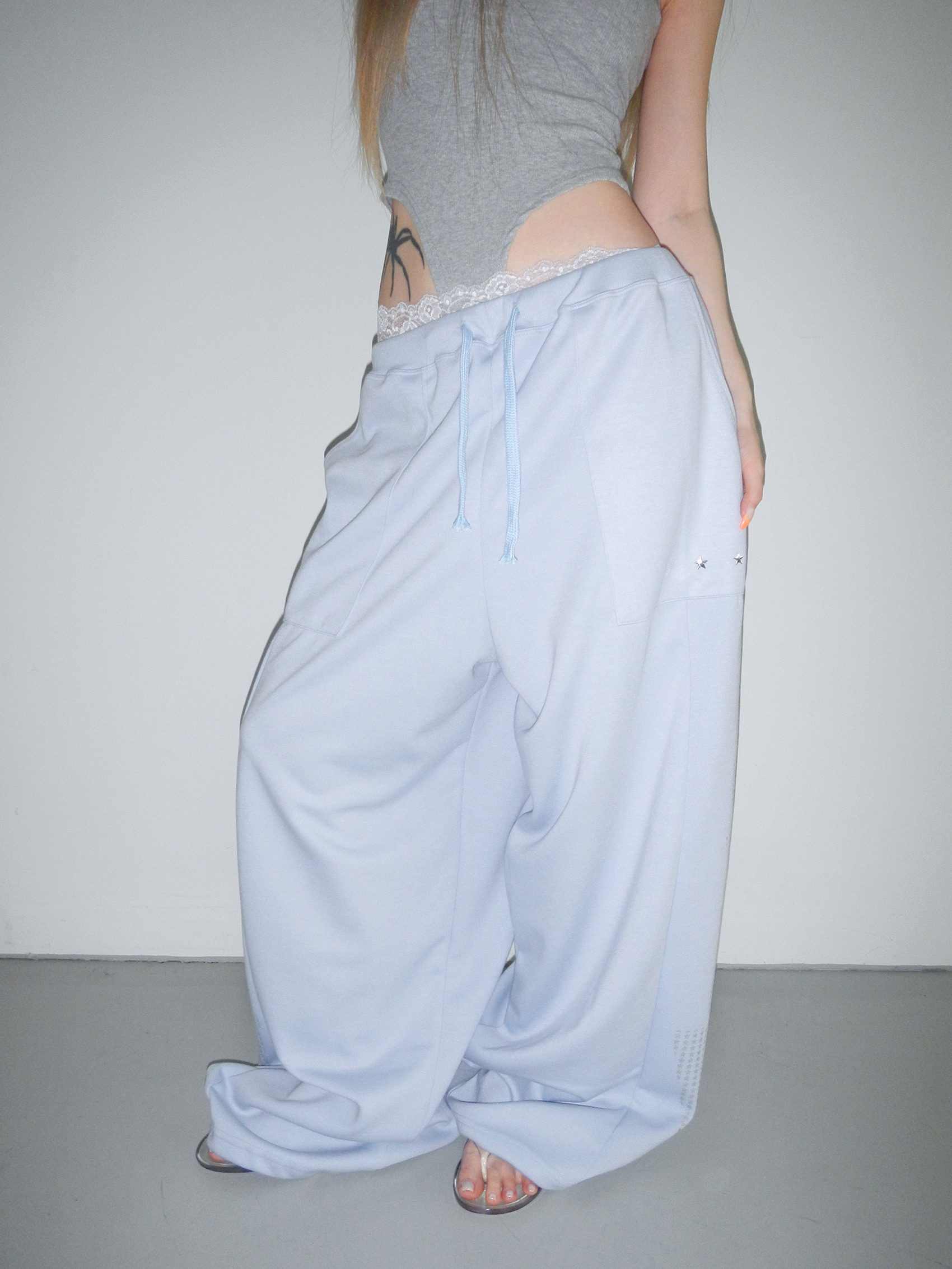 Rhinestone Wide-Leg Sweatpants