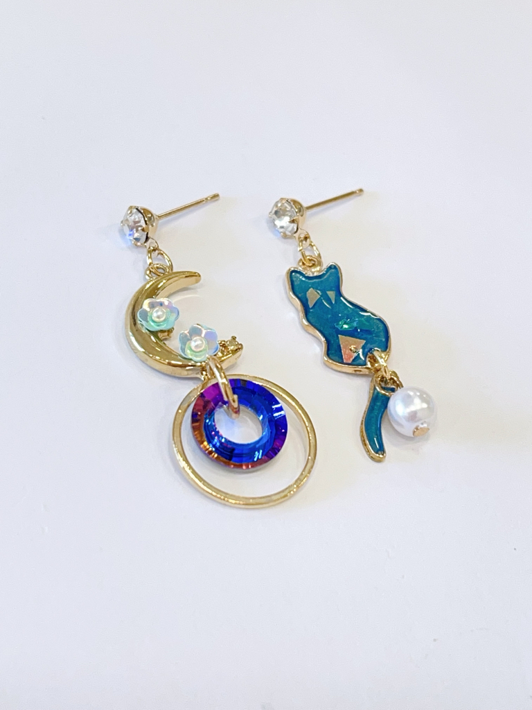 小清新星空小猫耳环