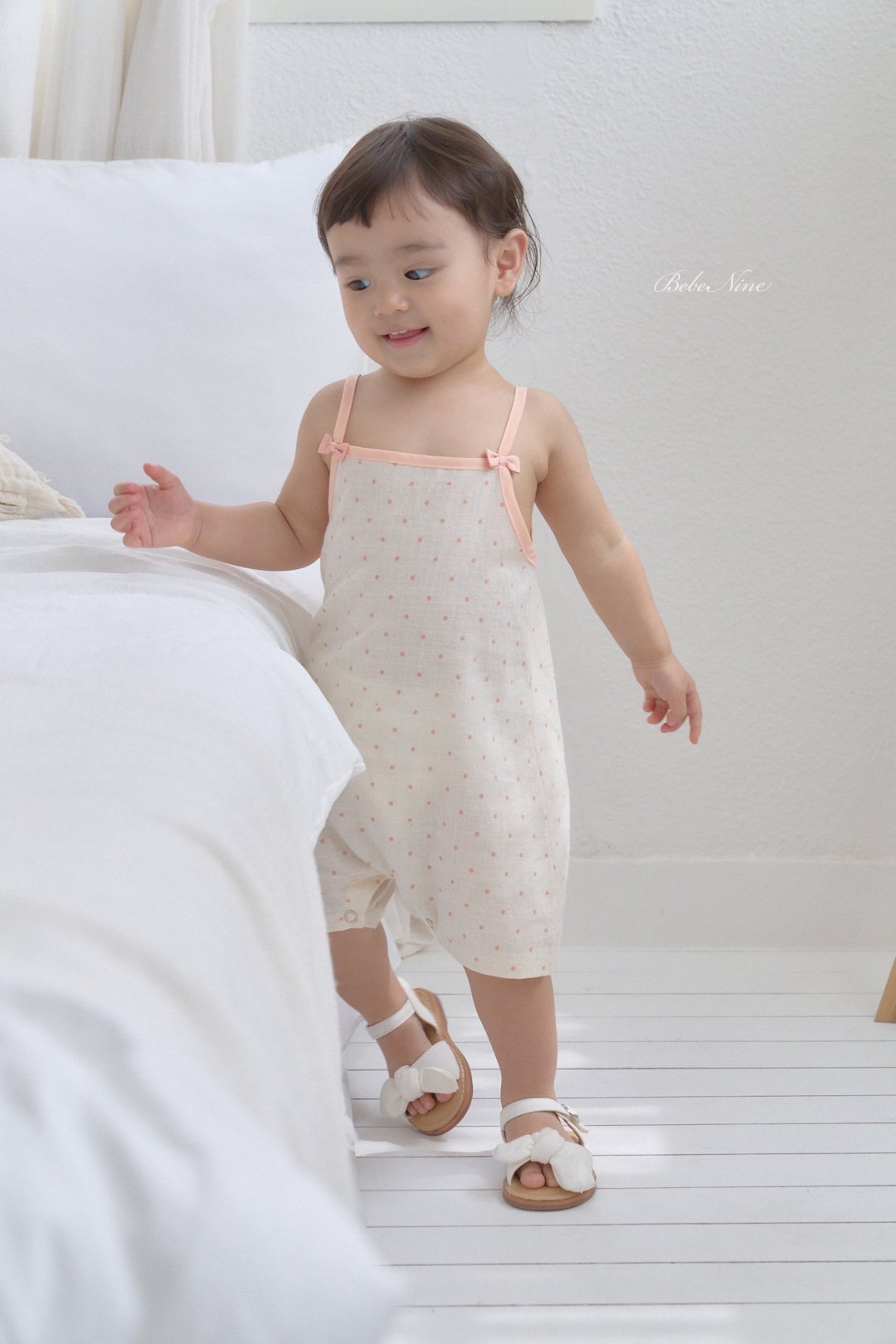 ☀️預訂 韓國直送☀️🇰🇷Bebenine兩色波點絲帶吊帶連身服