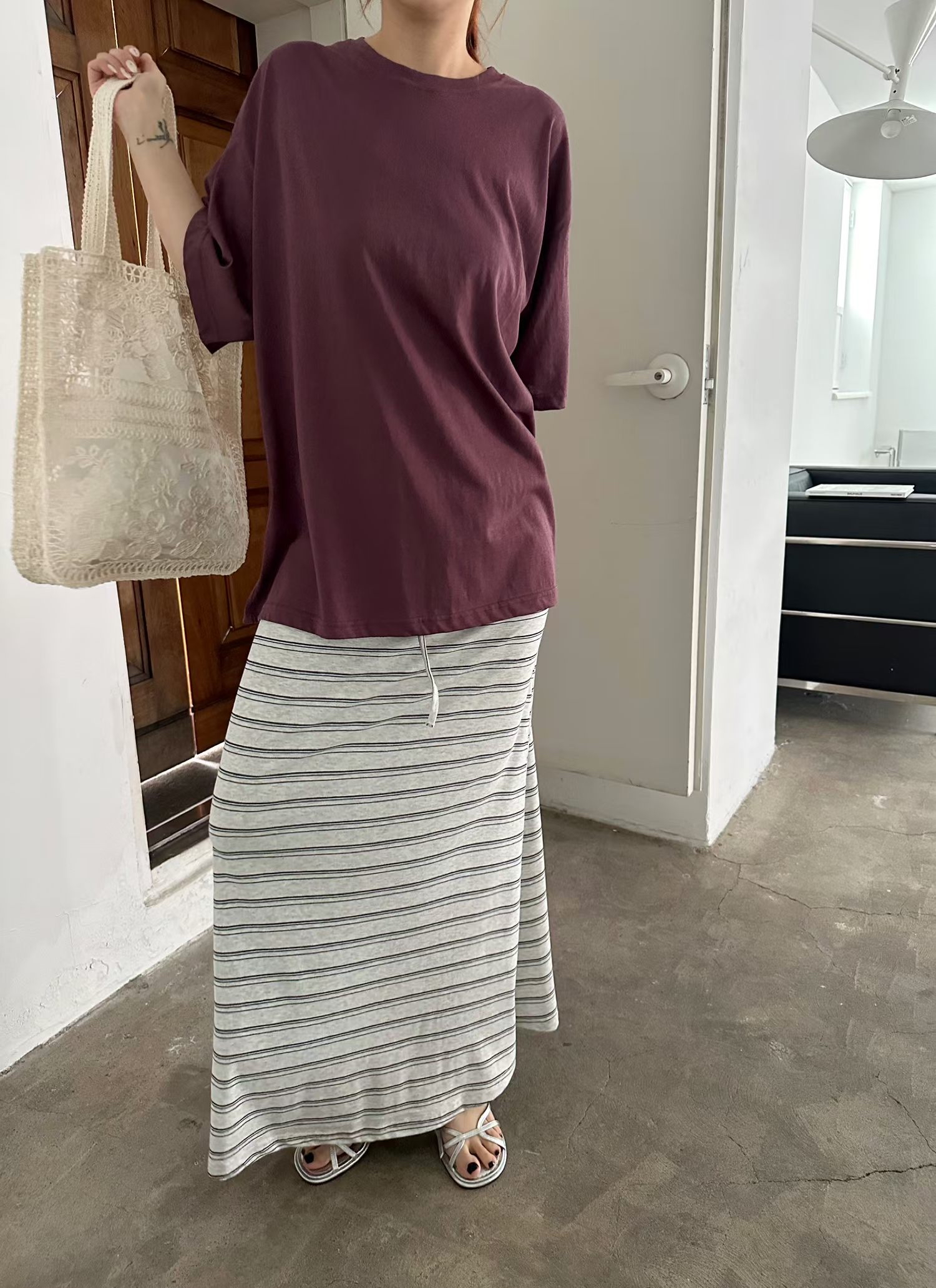 221444 淨色長Tee