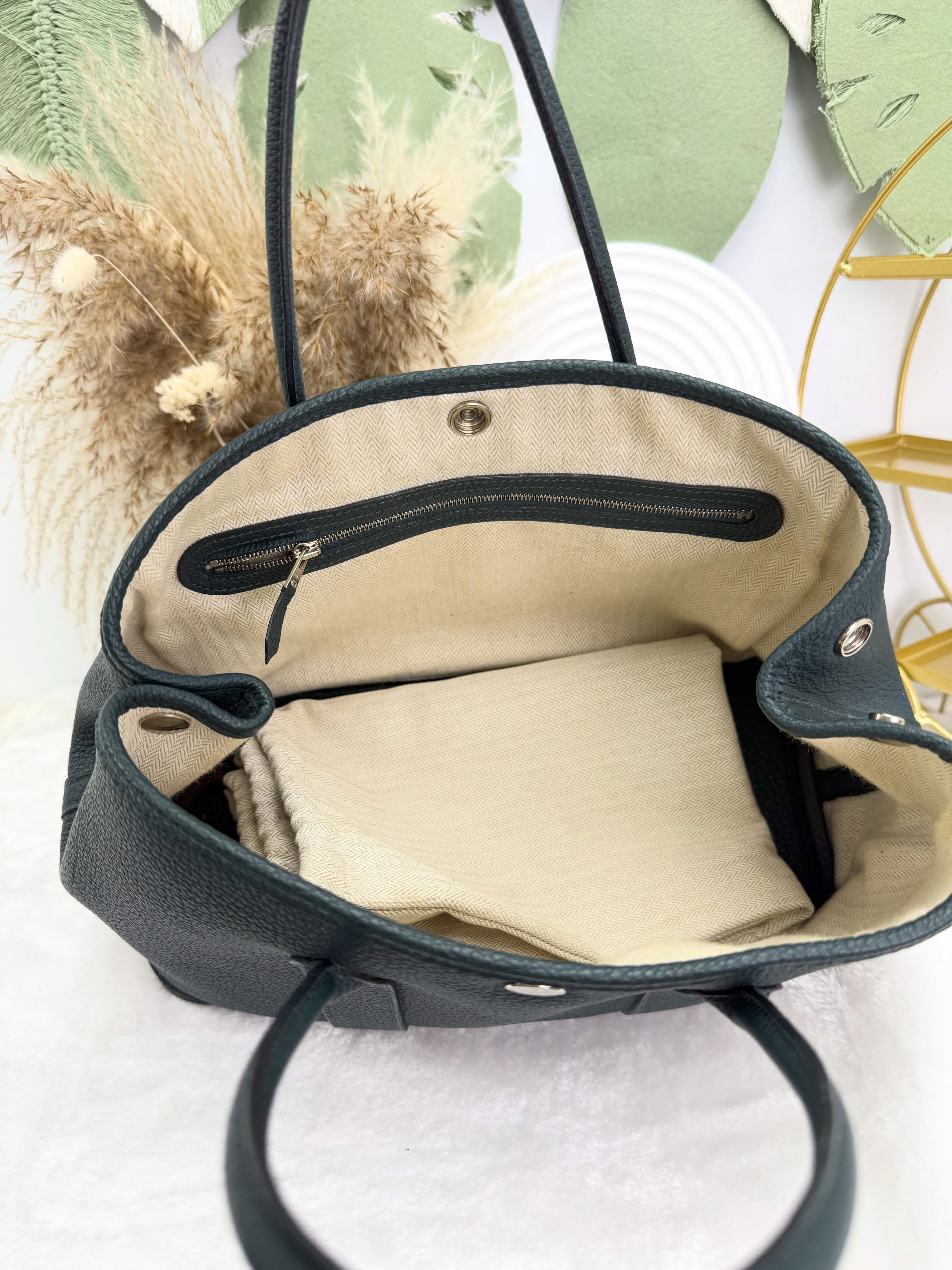 Hermes 👜 PRE OWNED 🛍️墨綠色 Garden Party 30  A stamp💚有塵袋有盒🖤