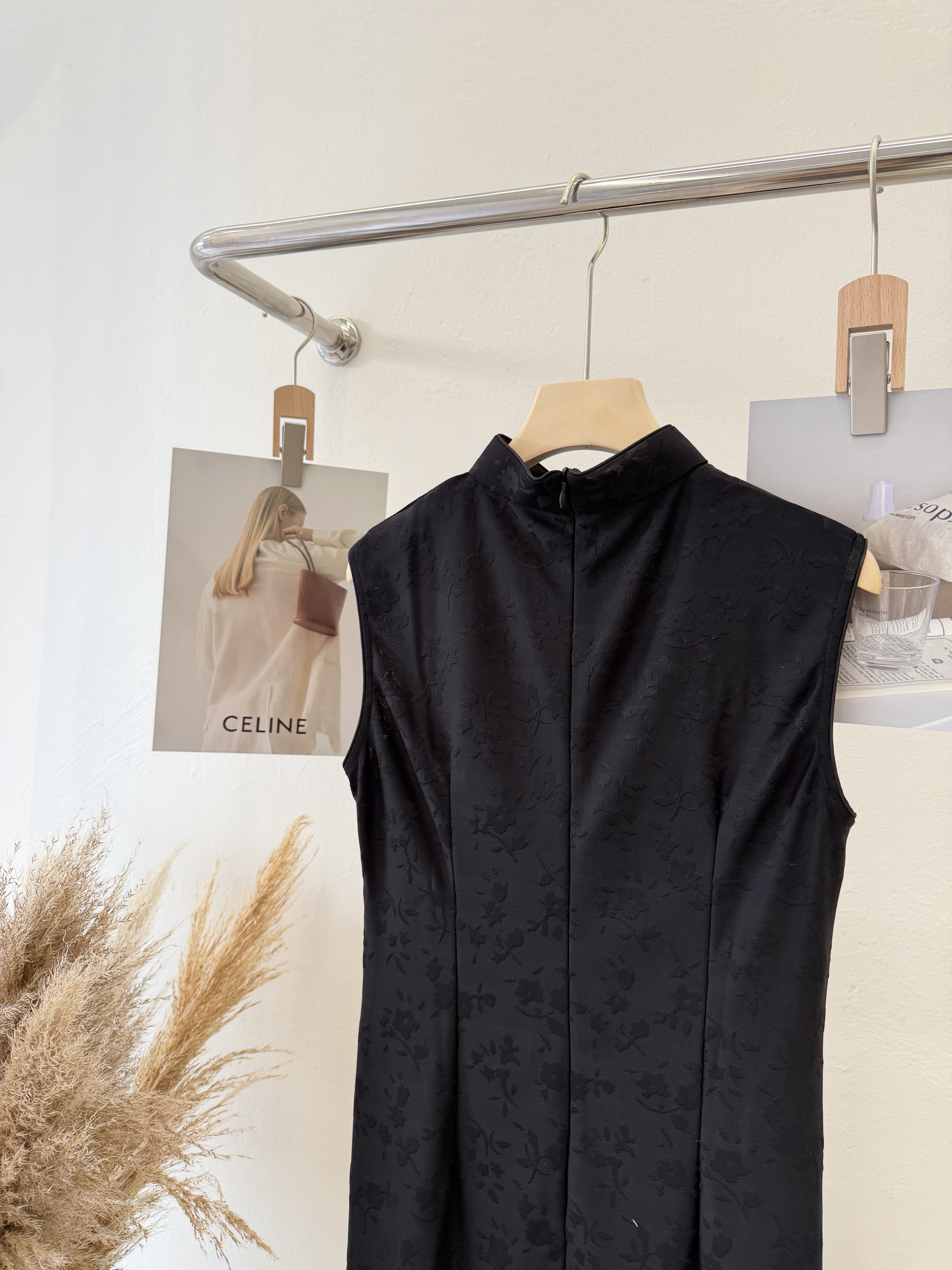 6648 新中式国风黑色旗袍