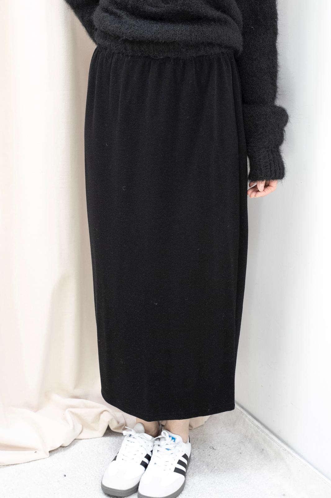 温暖感暗直紋全橡筋腰半身裙（4色）