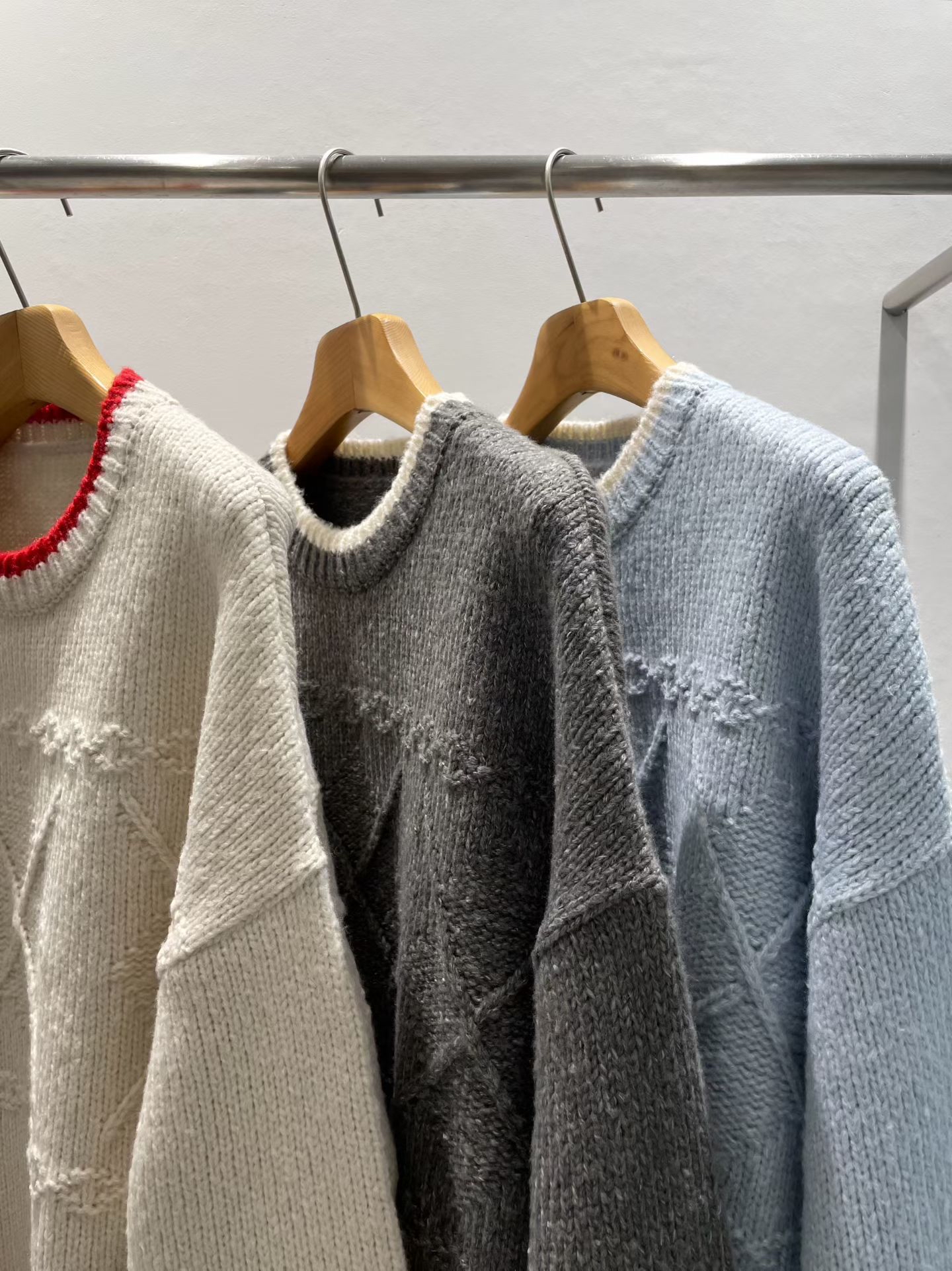 撞色邊針織毛衣