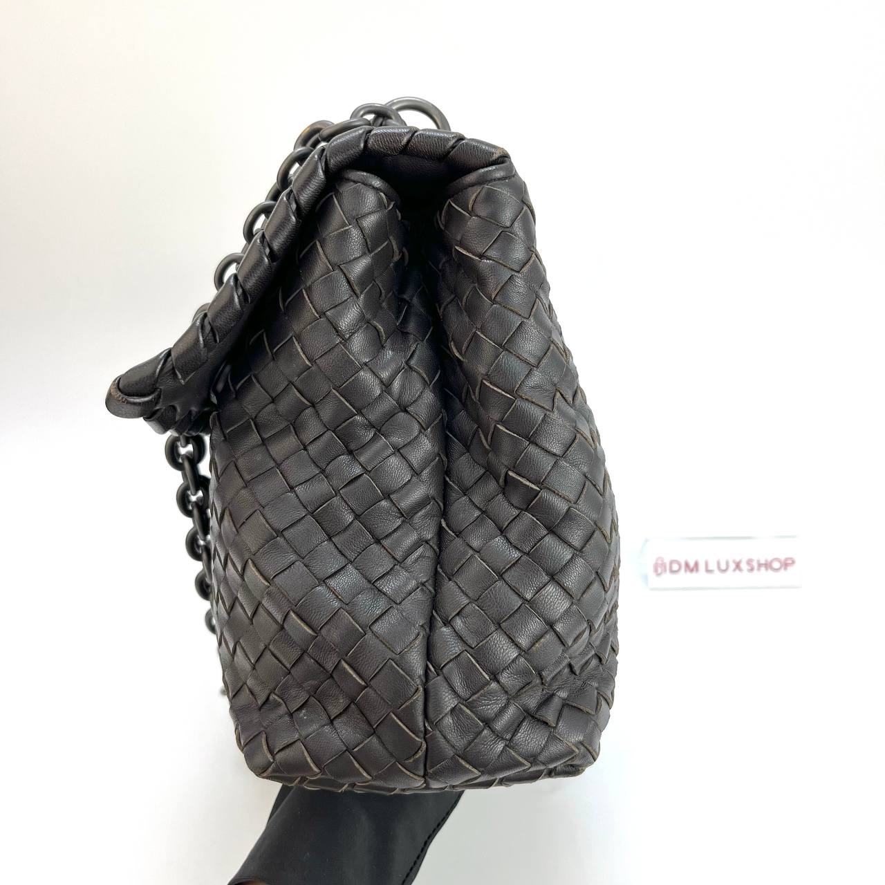 BV Intrecciato Olimpia Shoulder Bag Dark Brown