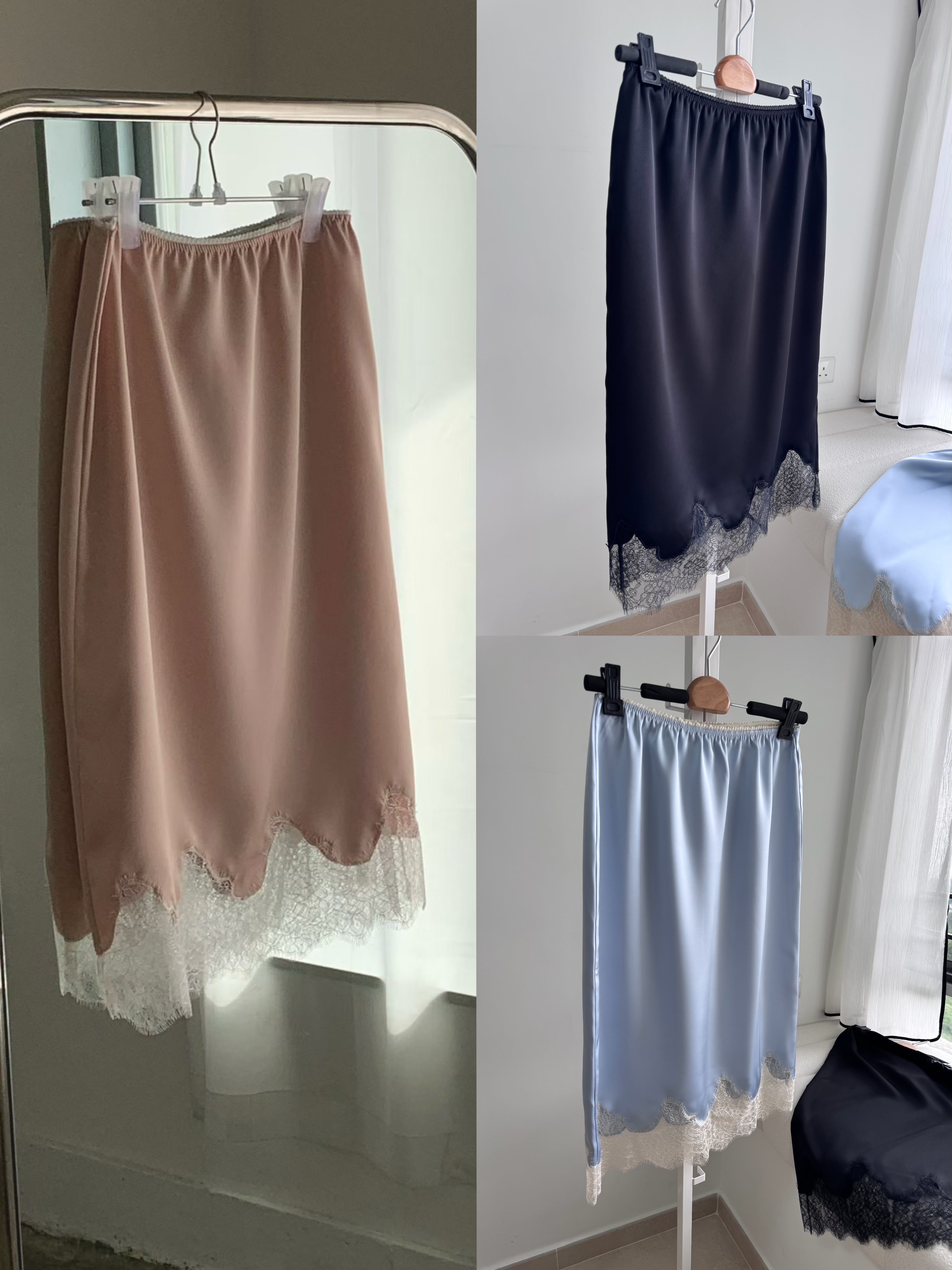 Elegant silky lace skirt