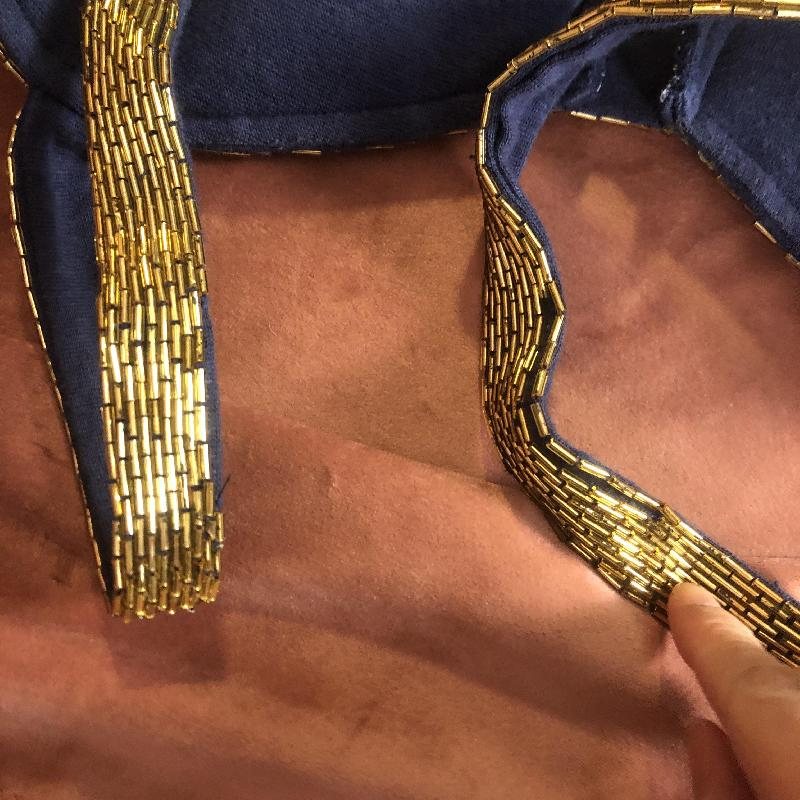 C.a. 1980s-90s Made in Hong Kong Midnight x Golden Tube Beadwork - Vest Top and Outer (MT485)
