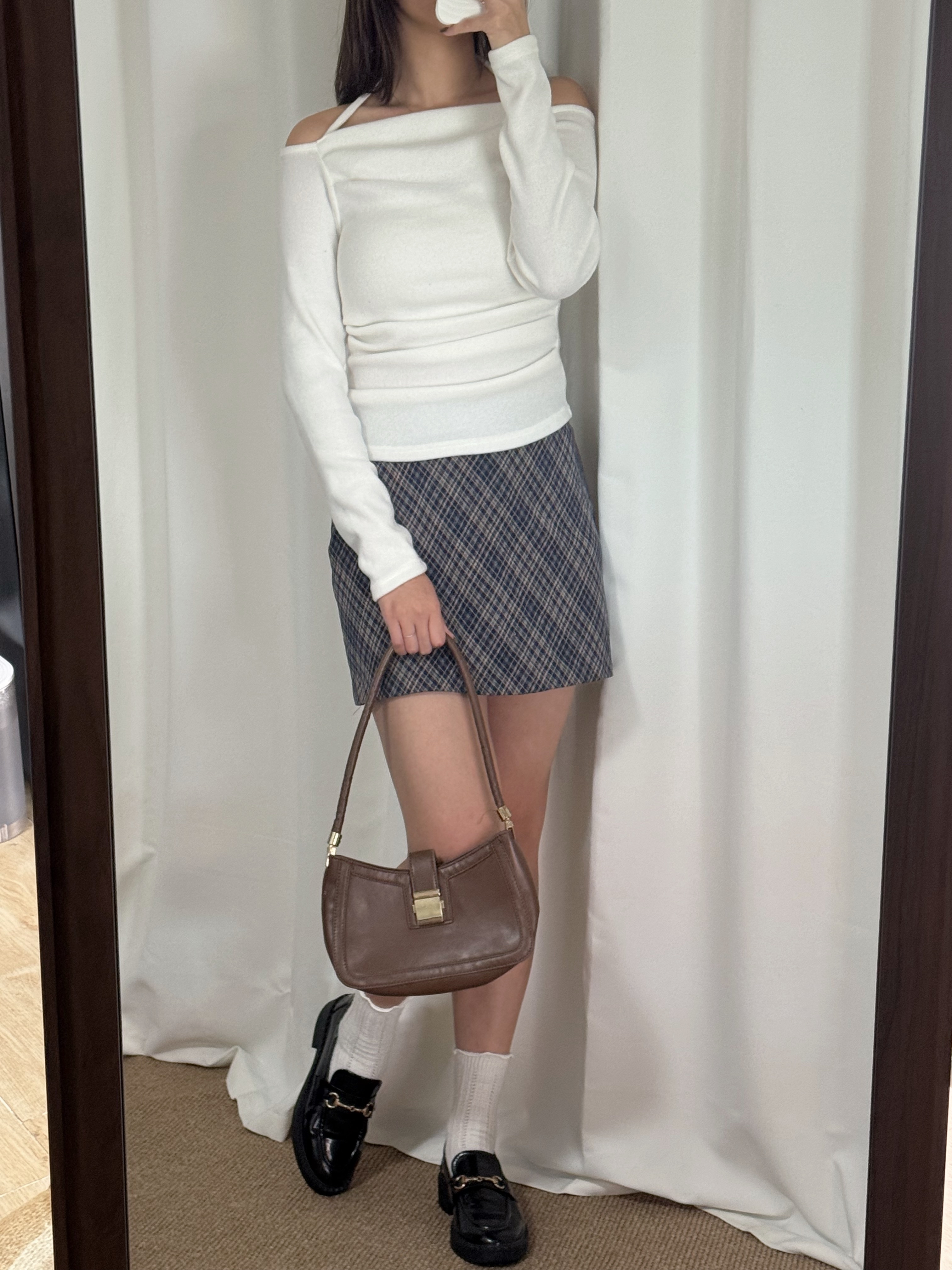 毛呢掛頸長袖上衣(四色入)