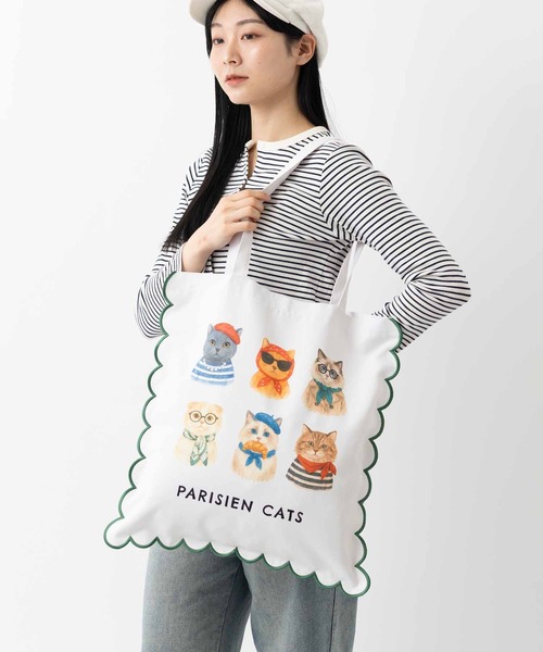 🆕【⭐訂購⭐】🌀 🇯🇵 日本直送 可愛貓狗雙面圖案 刺繡滾邊扇形 大容量 tote bag［3款選］🌀 [ELJD-0011][261101]