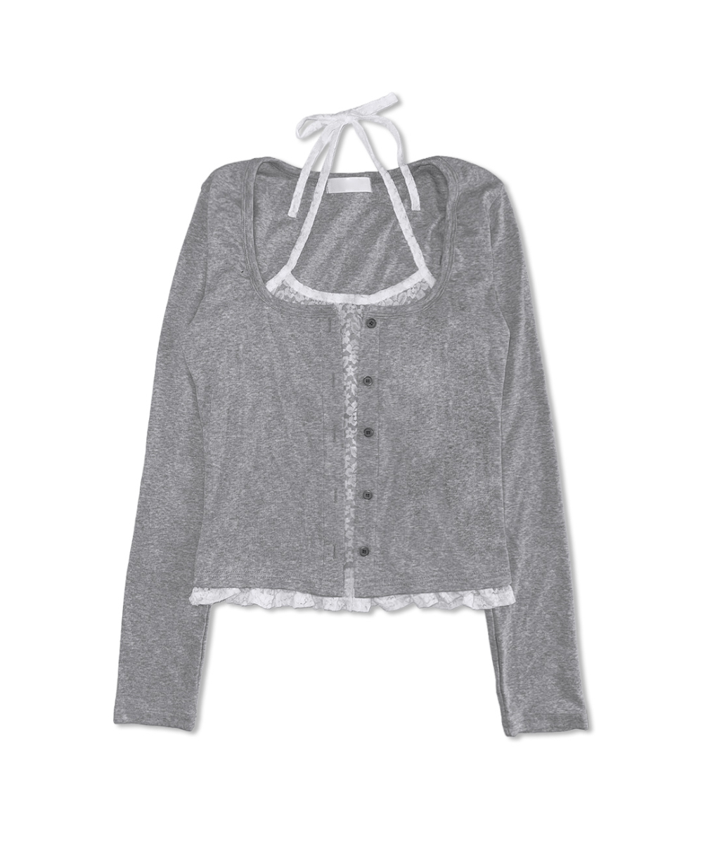 Lace Halter Layered Cardigan Top