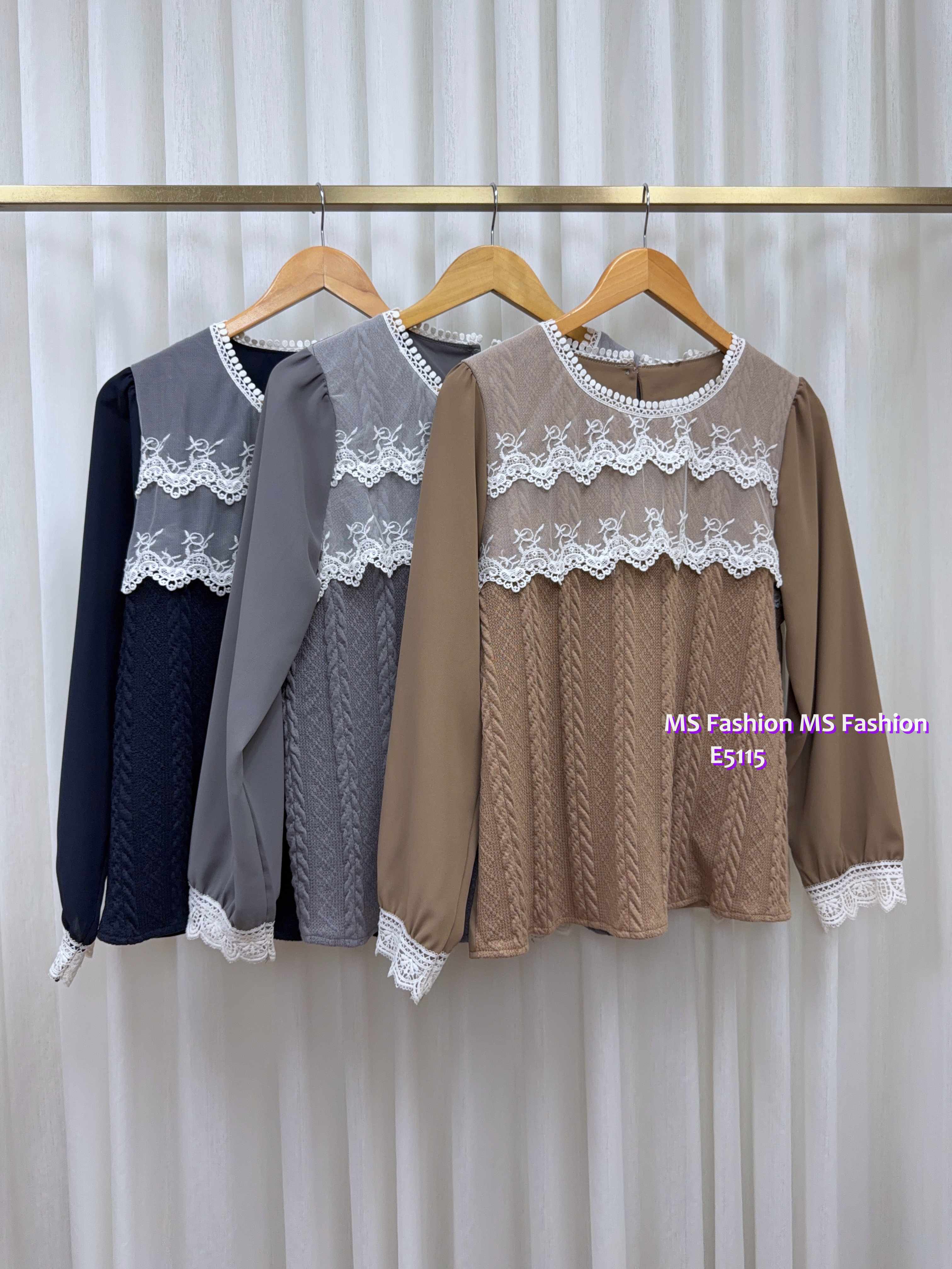 E5115 拼麻花lace top