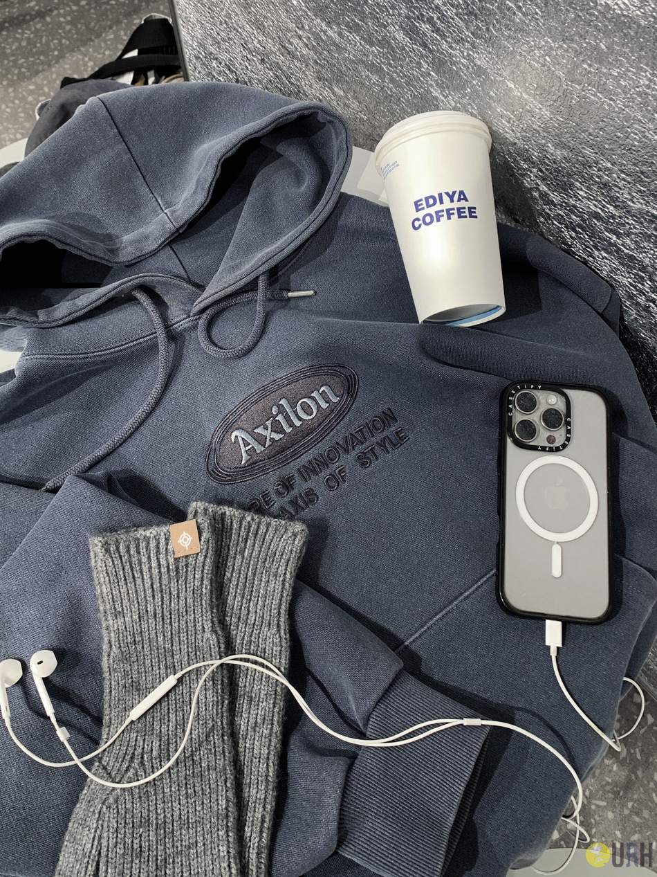 【100%保證韓國直送】高質感 Axilon 刺繡復古水洗寬鬆連帽衛衣 Hoodie [3 color] RL114678