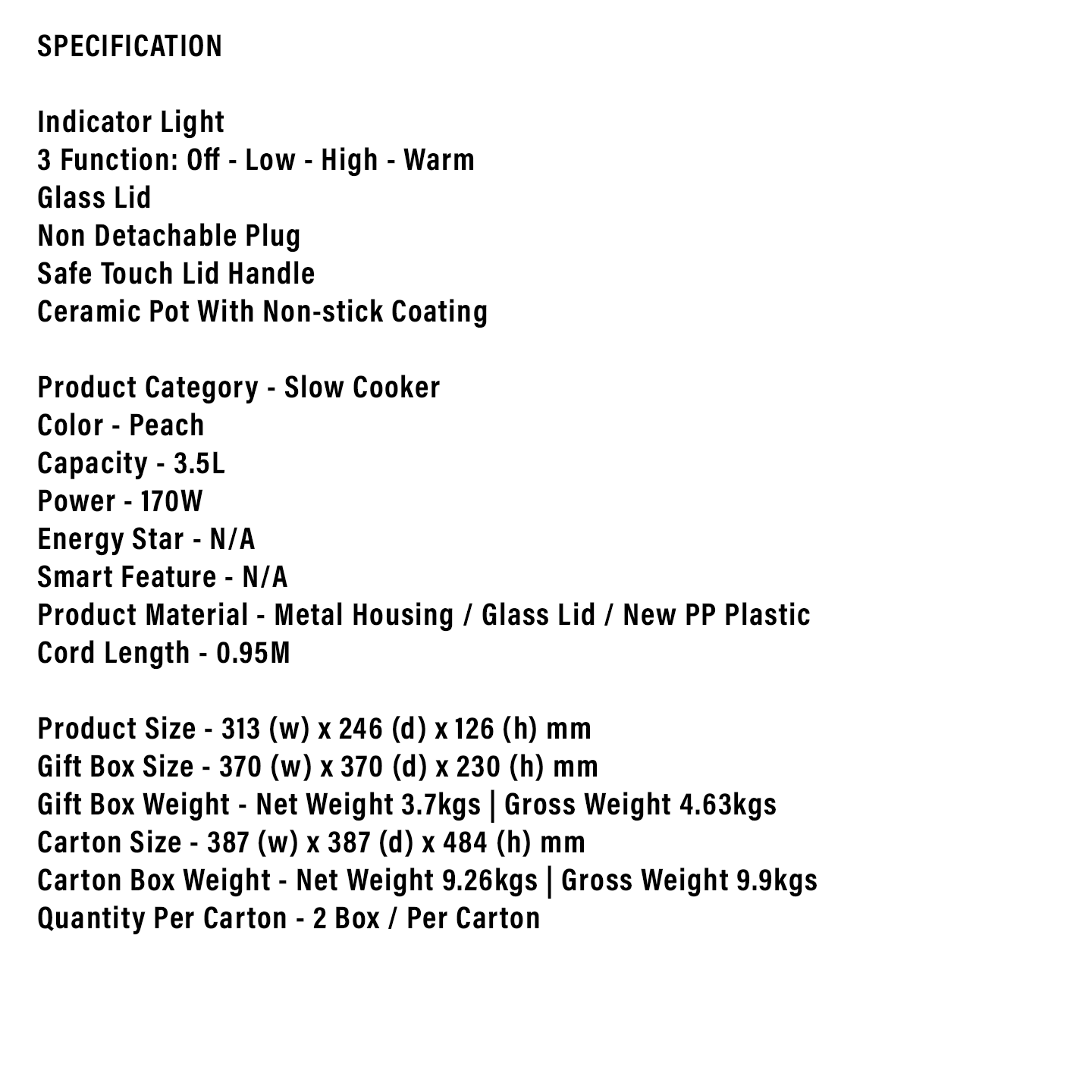 Faber 3.5L Slow Cooker FSC C3500