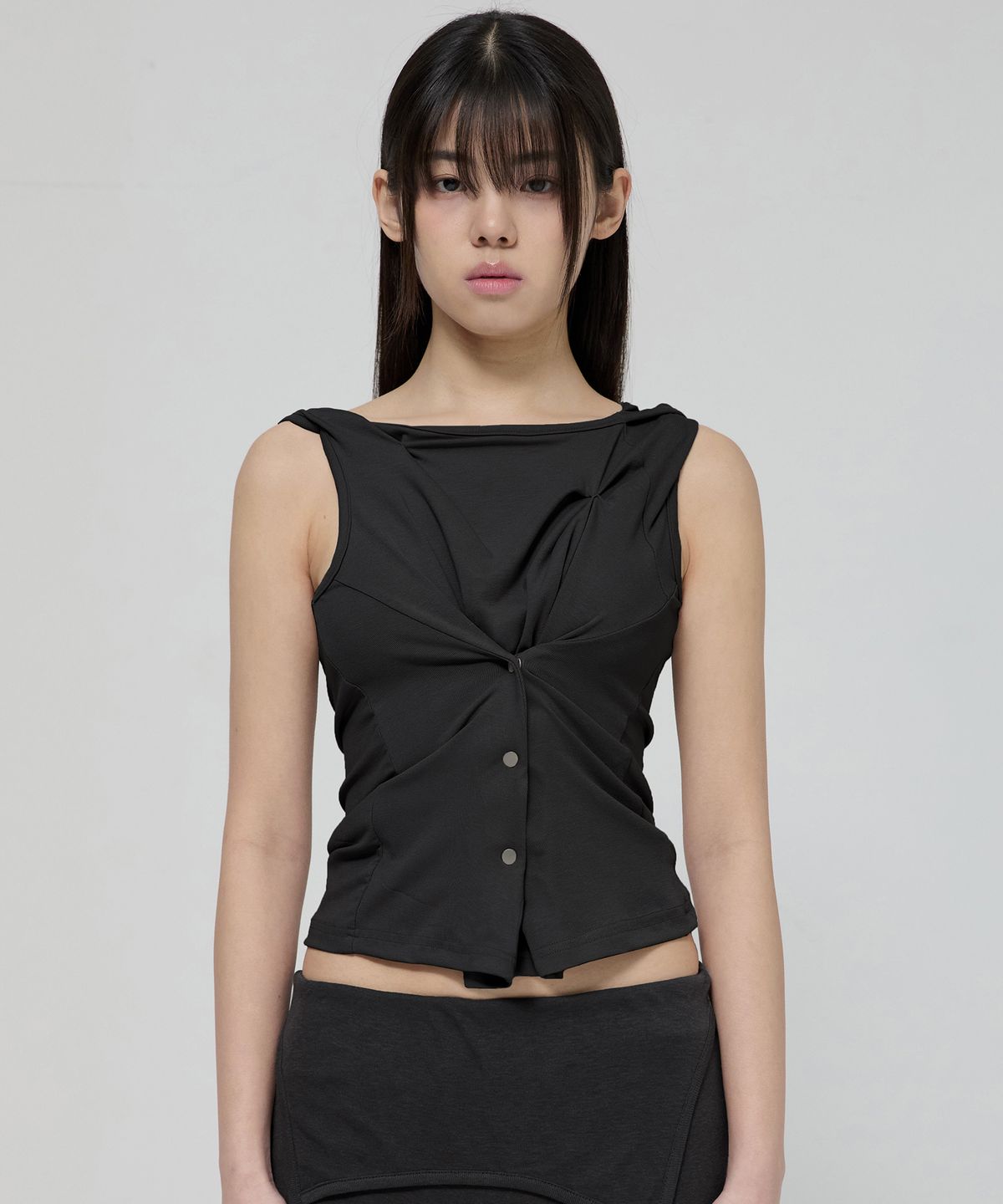 🇰🇷訂購｜FLARE UP 26SS｜Asymmetric Snap Hoodie 3色 