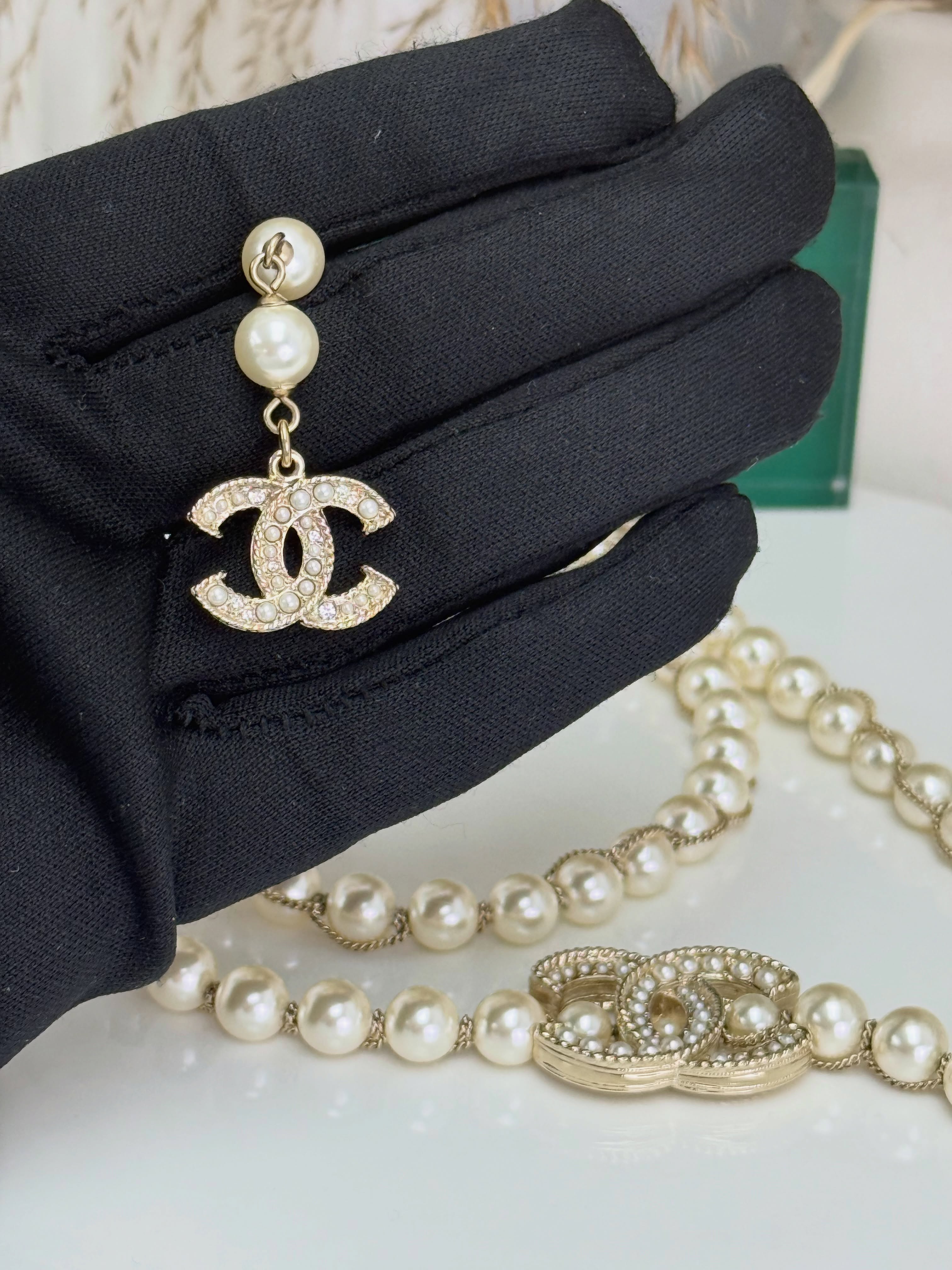 👜 PRE OWNED 🛍️🪎雙C珍珠頸鏈💎