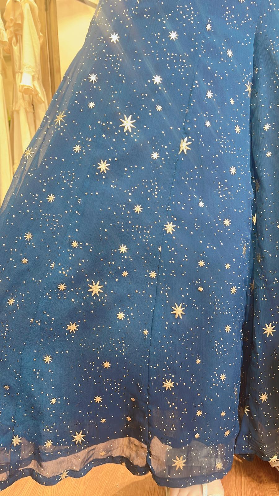 2711 Navy Blue Galaxy Chiffon Pants 37"