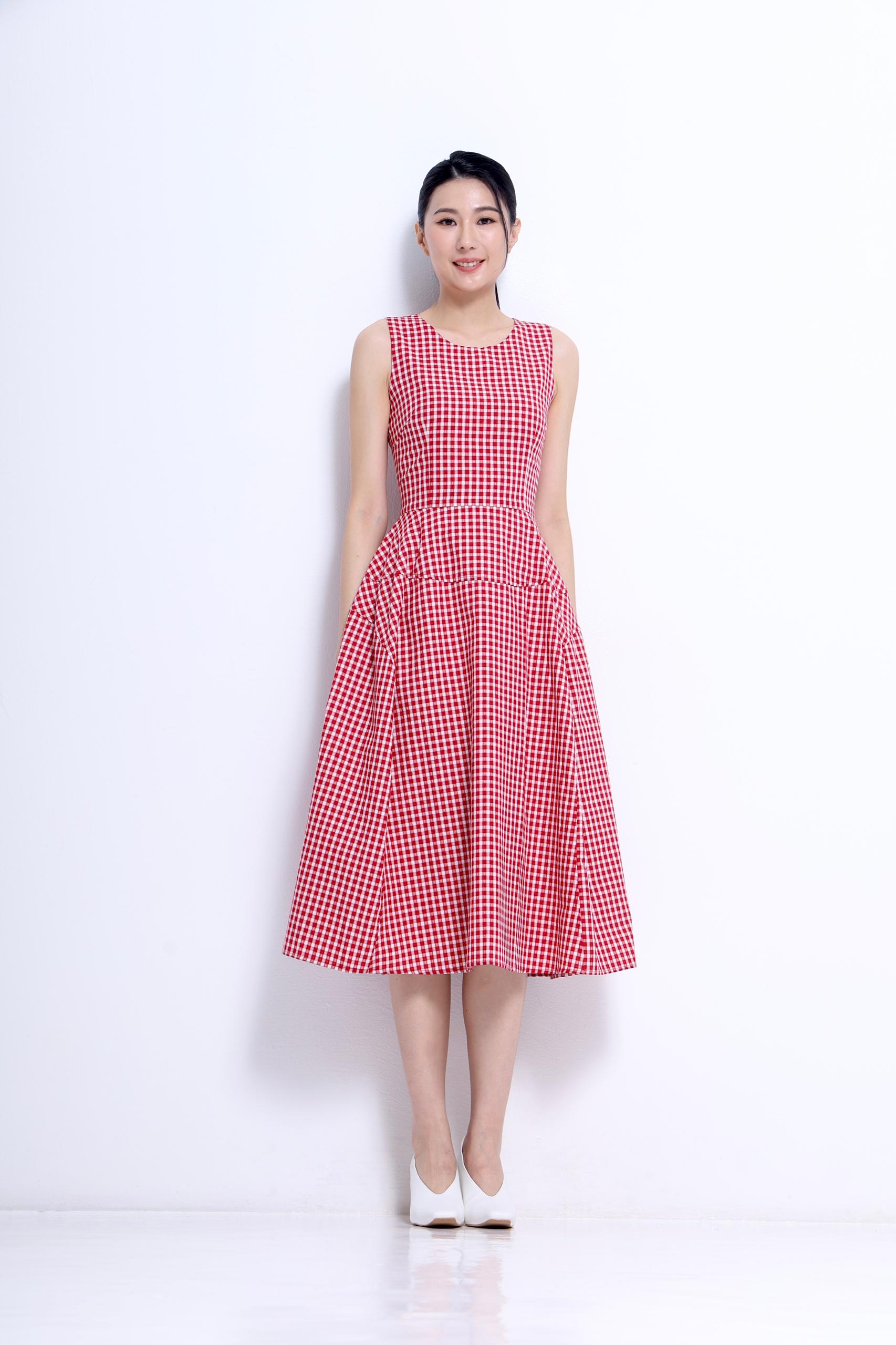 CD2154 Charlotte Gingham Midi Dress