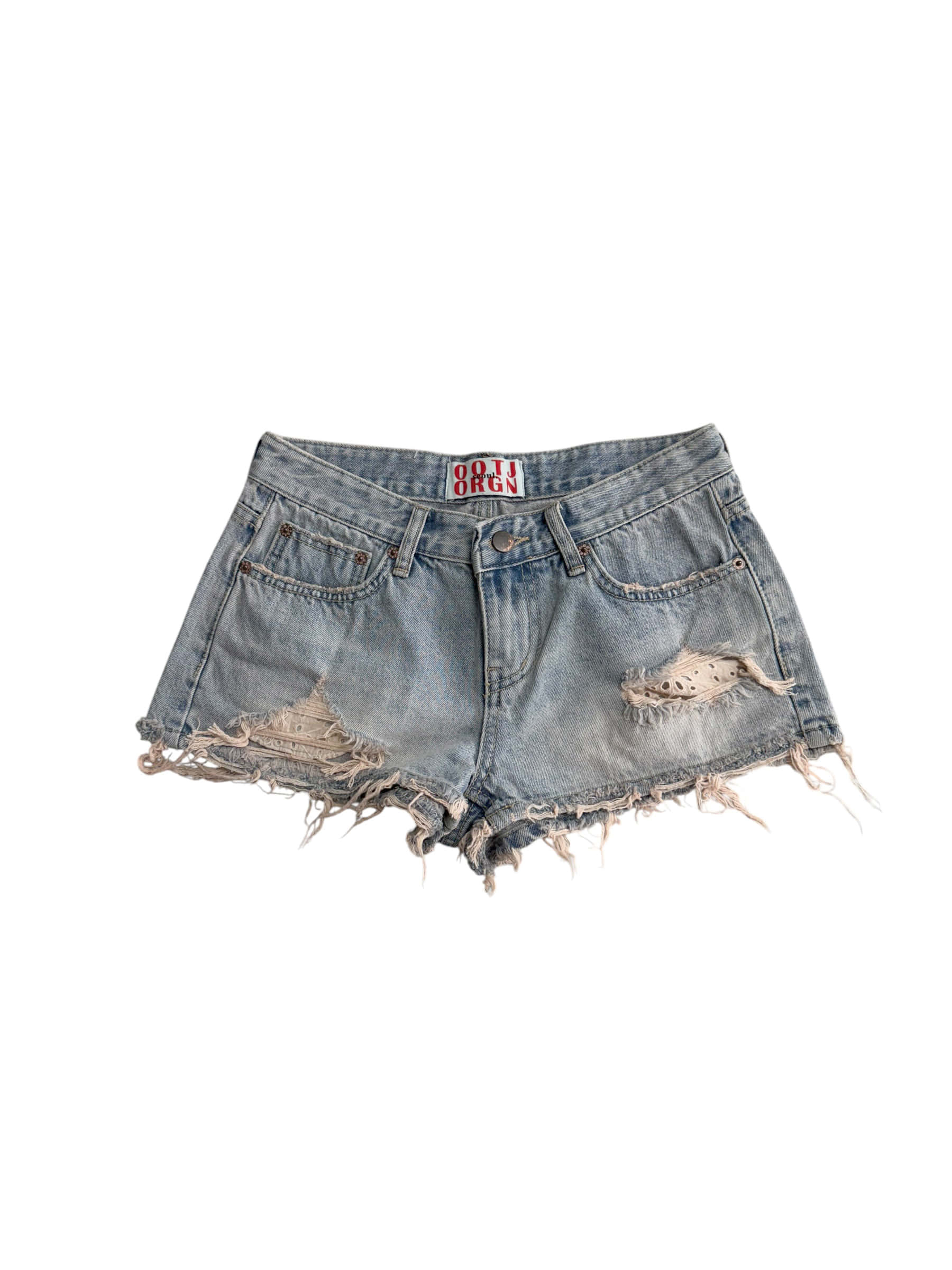 Distressed Washed Denim Shorts