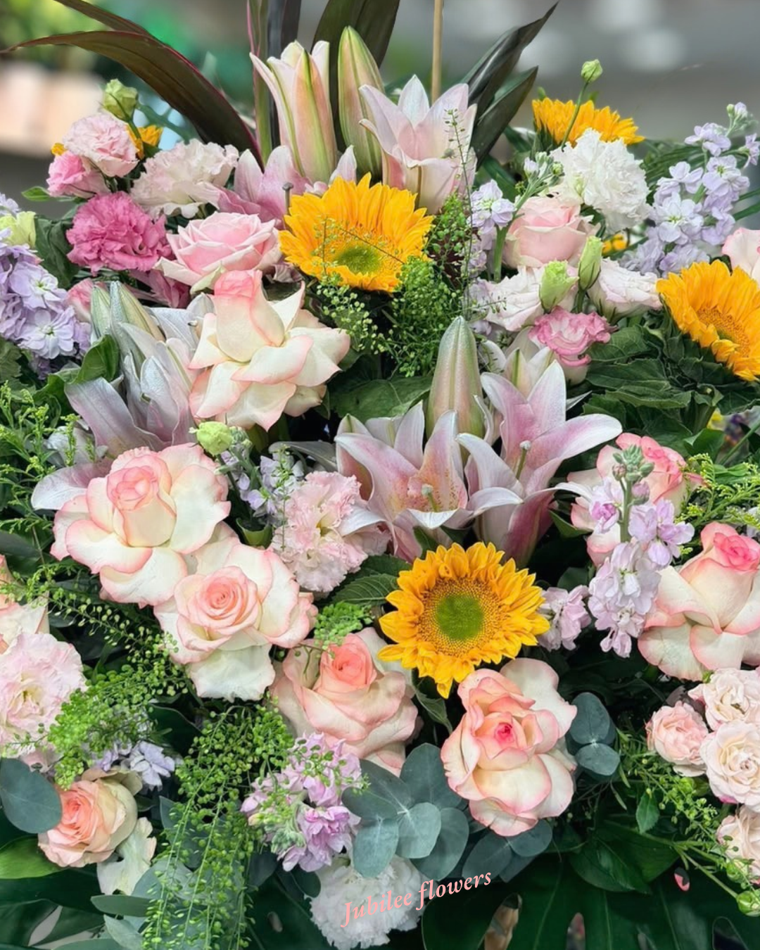 🎉【開張花籃】向日葵粉百合高級開業賀籃
