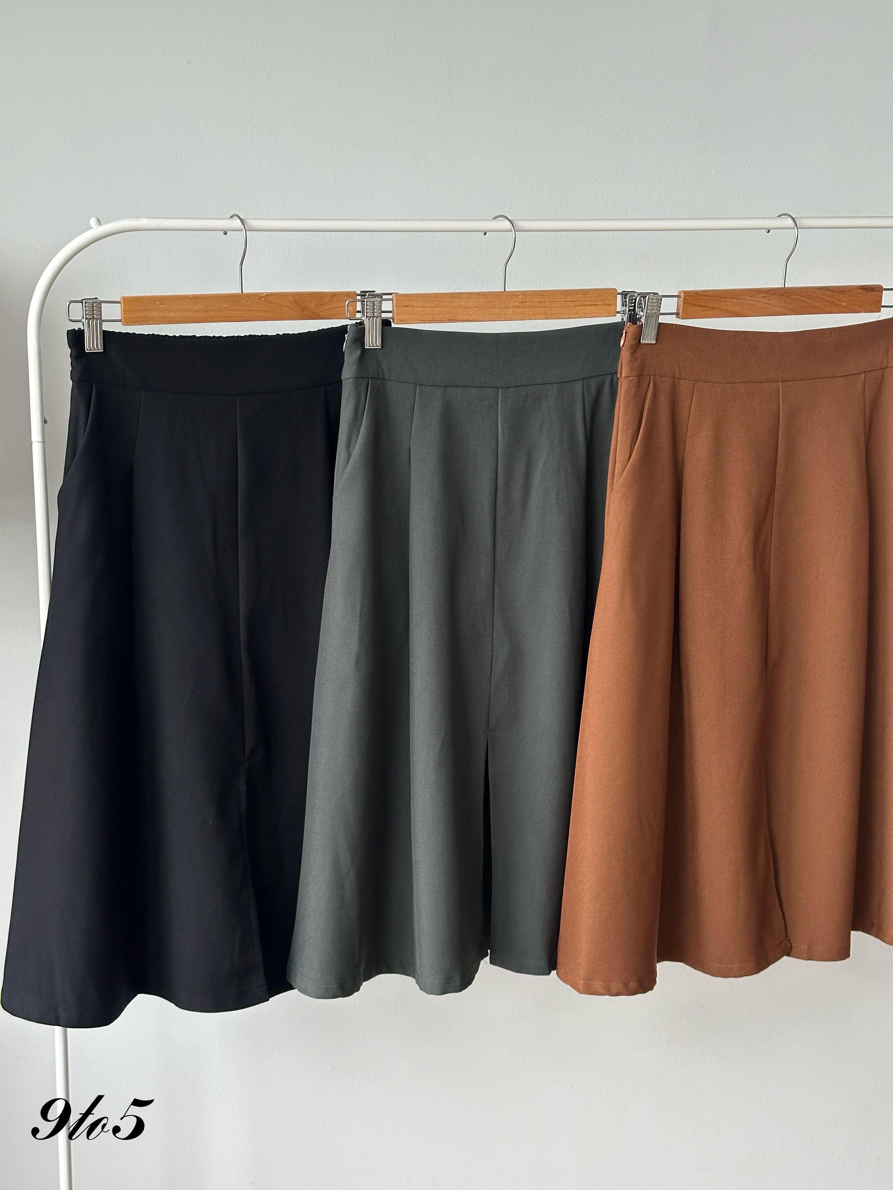 S2001 Front Slit Midi Skirt - 3 Colors 