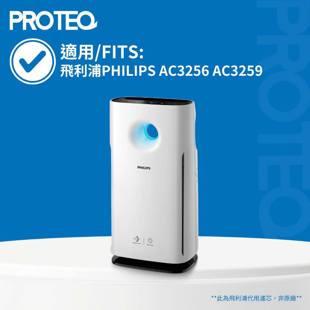 飛利浦Philips 適用AC3258 AC3259 空氣清新機HEPA活性碳濾芯套裝