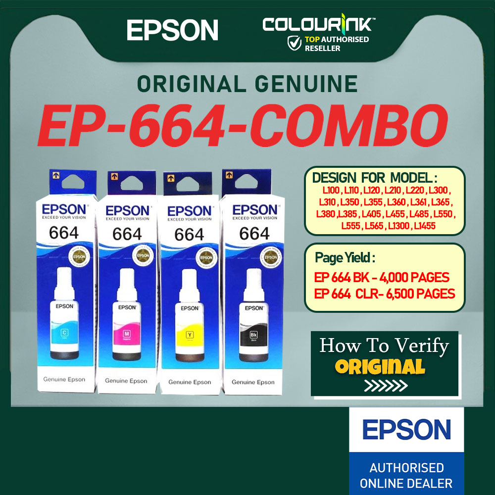 Epson T664 T6641 T6642 T6643 T6644 for L120 L200 L210 L220 L310 L360 L1300 Original Refill Ink Bottle 664