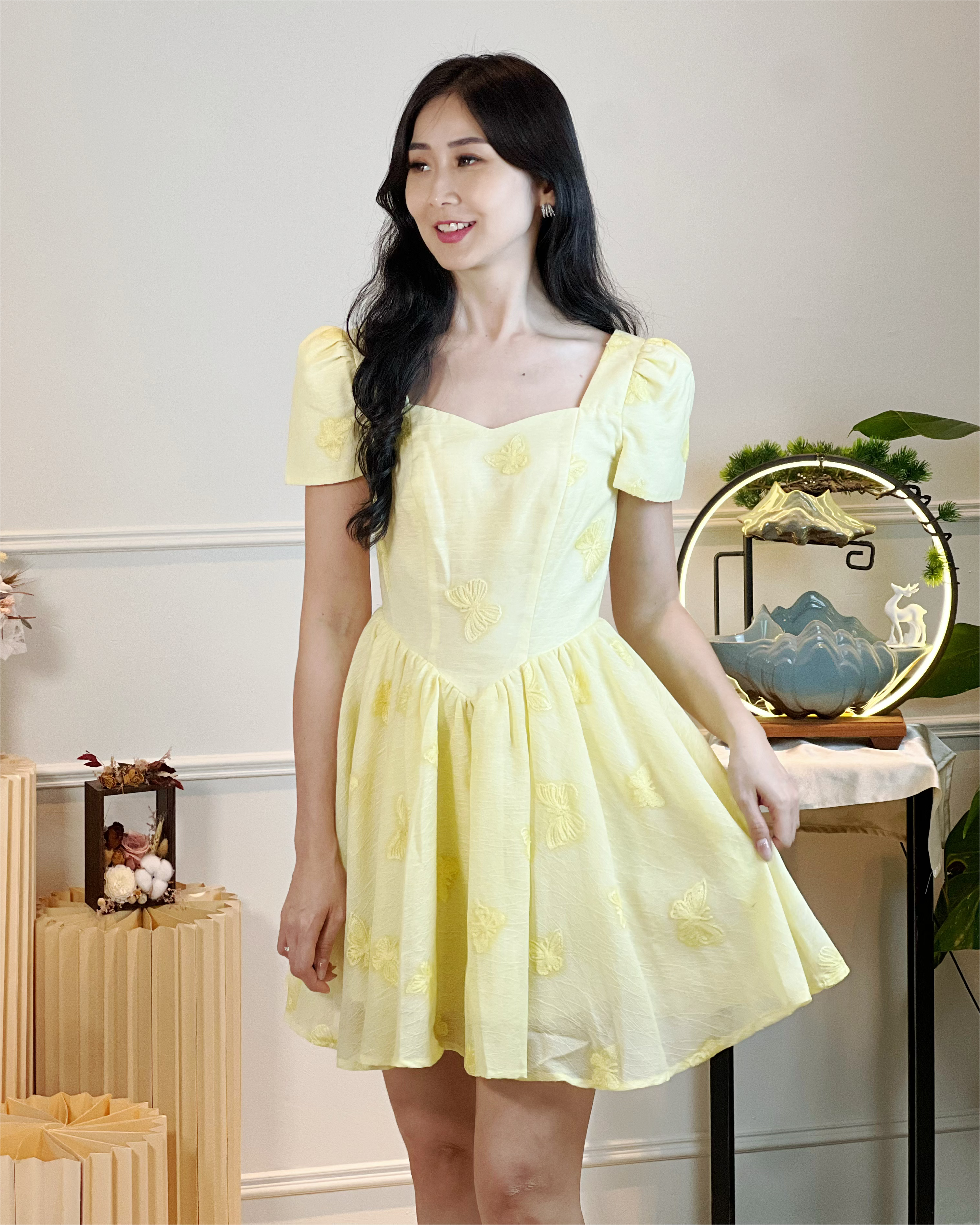 5101 Evangeline Embroidered Butterfly Mini Dress