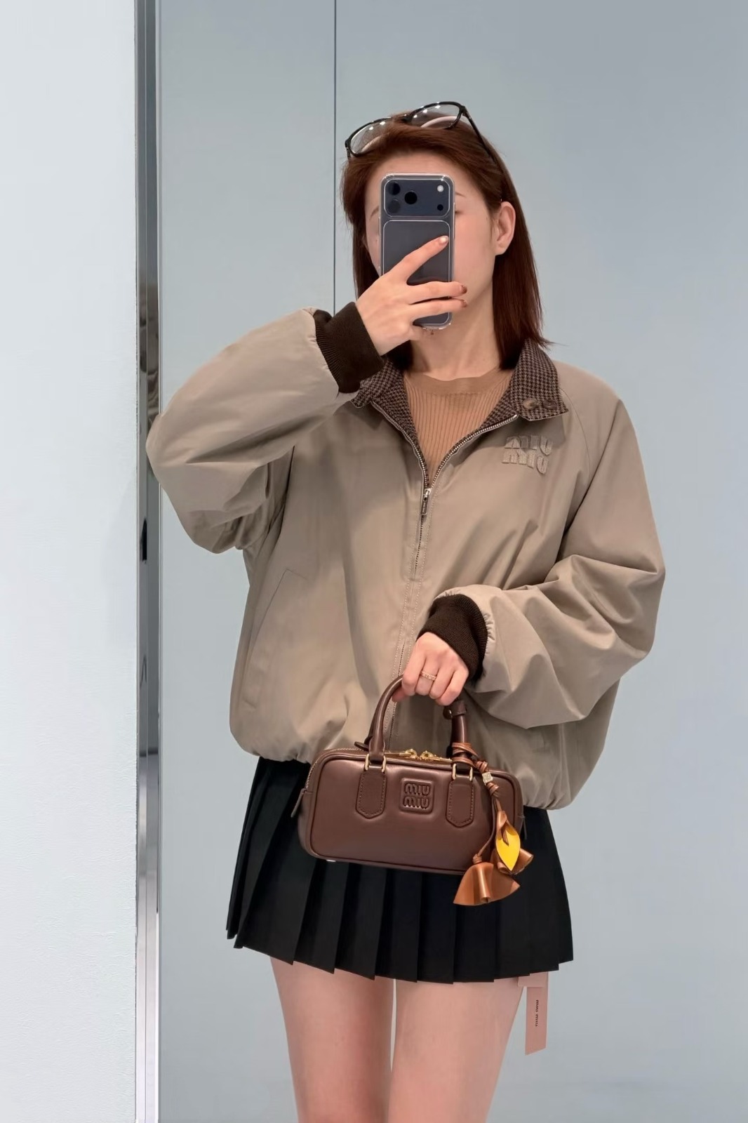 【頂級原單】Miu Miu 雙面可穿學院風立領拉鍊外套