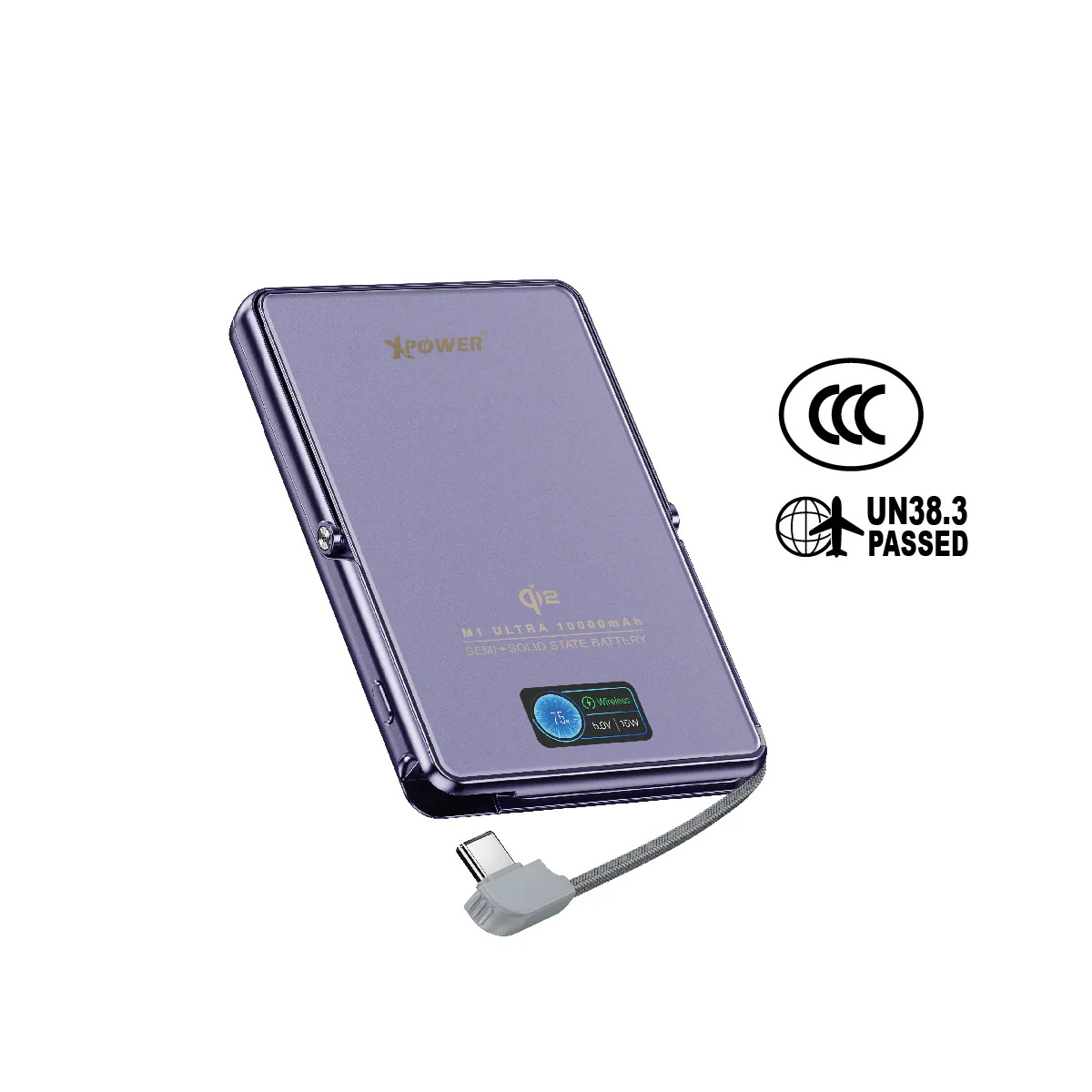(3C可追溯二維碼)XPower M1 Ultra半固態3C版TFT 彩屏顯示 QI2 Magcharge 10000mAh磁吸行動電源