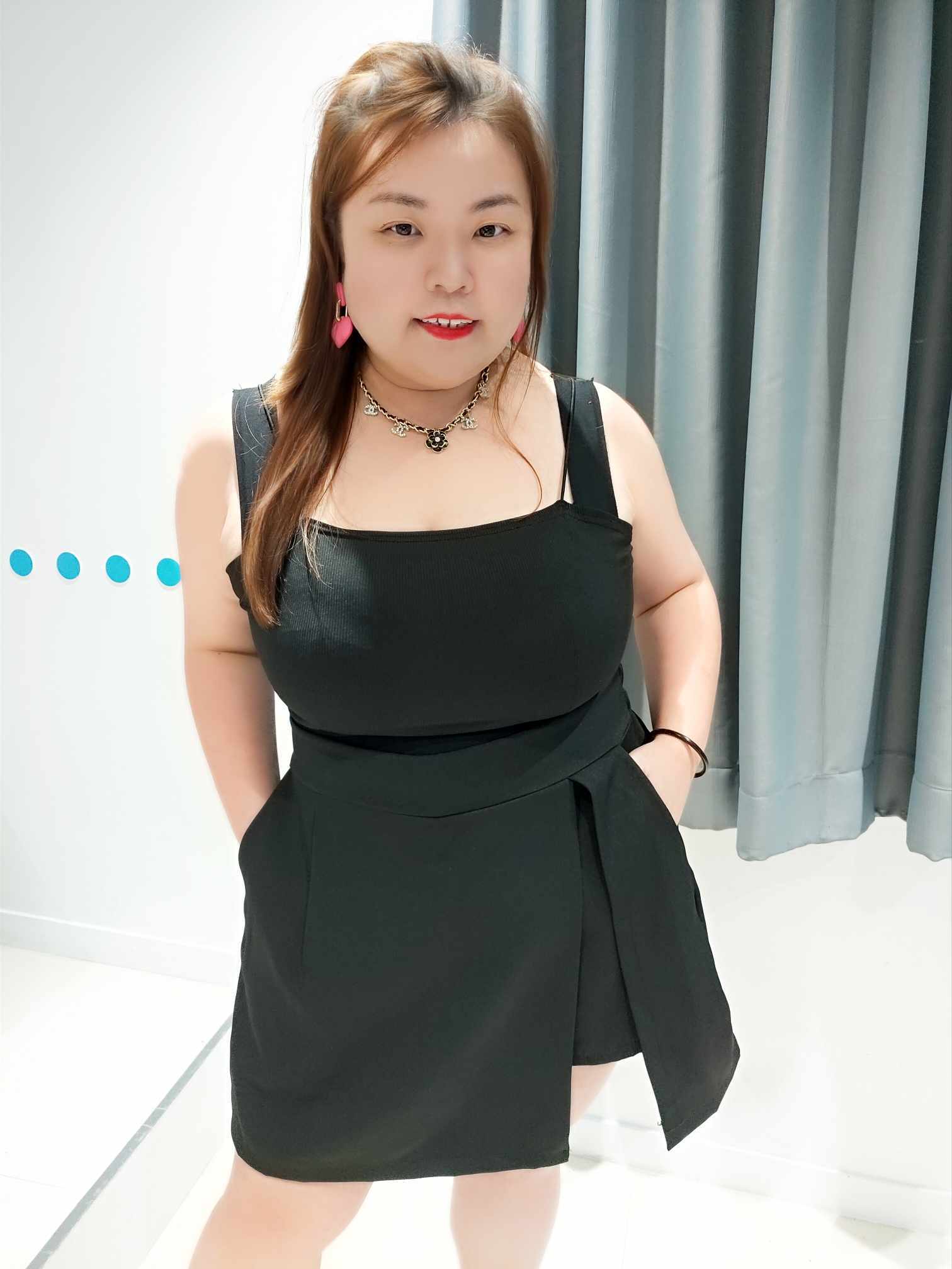 DSD15 边开叉小心机裤裙