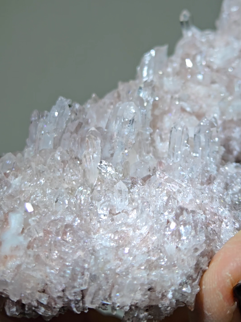 Pink Lemurian quartz cluster with crystals on both sides - LQ519