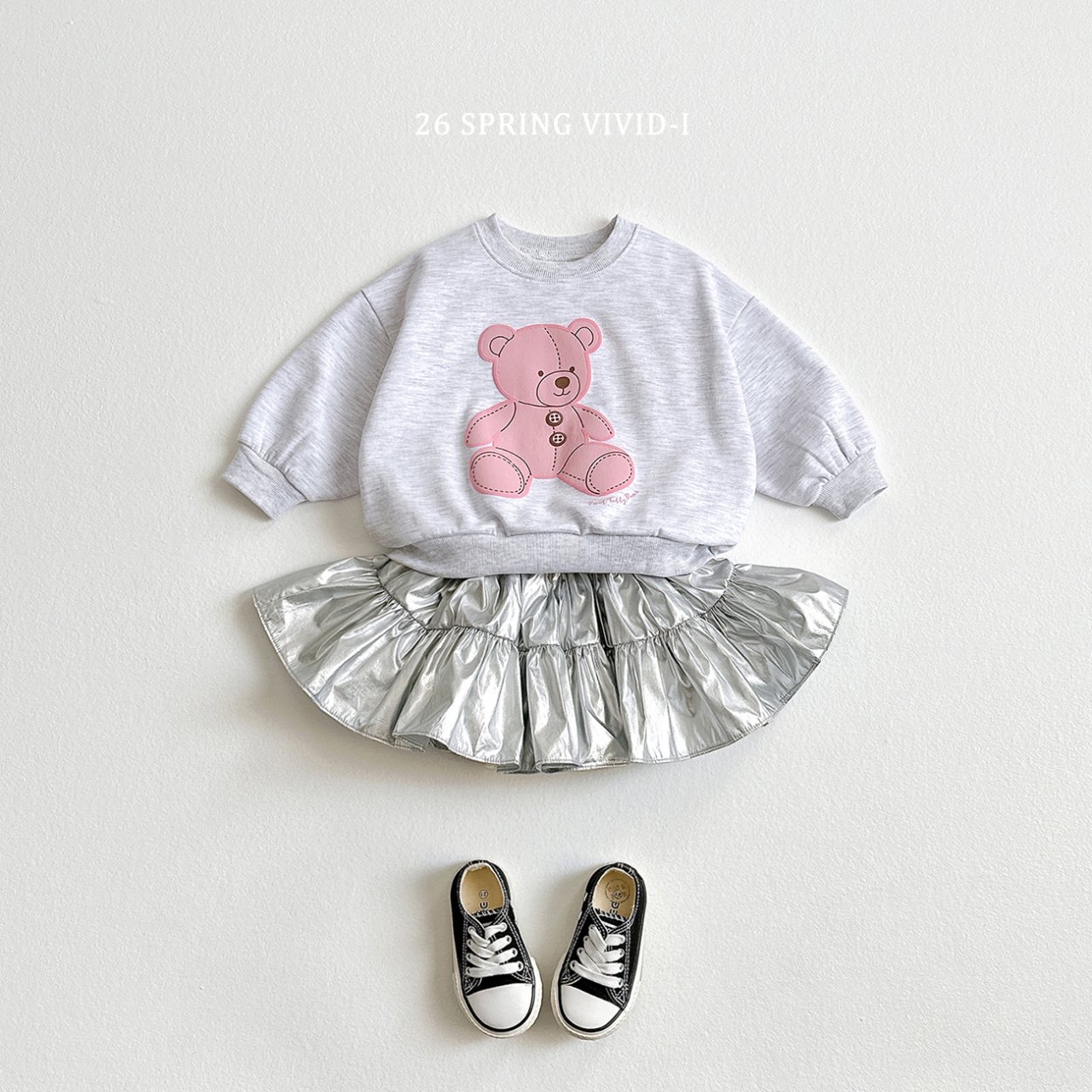 🌸預訂 韓國直送🌸🇰🇷VIVIDI三色泰迪熊印花寬鬆衛衣