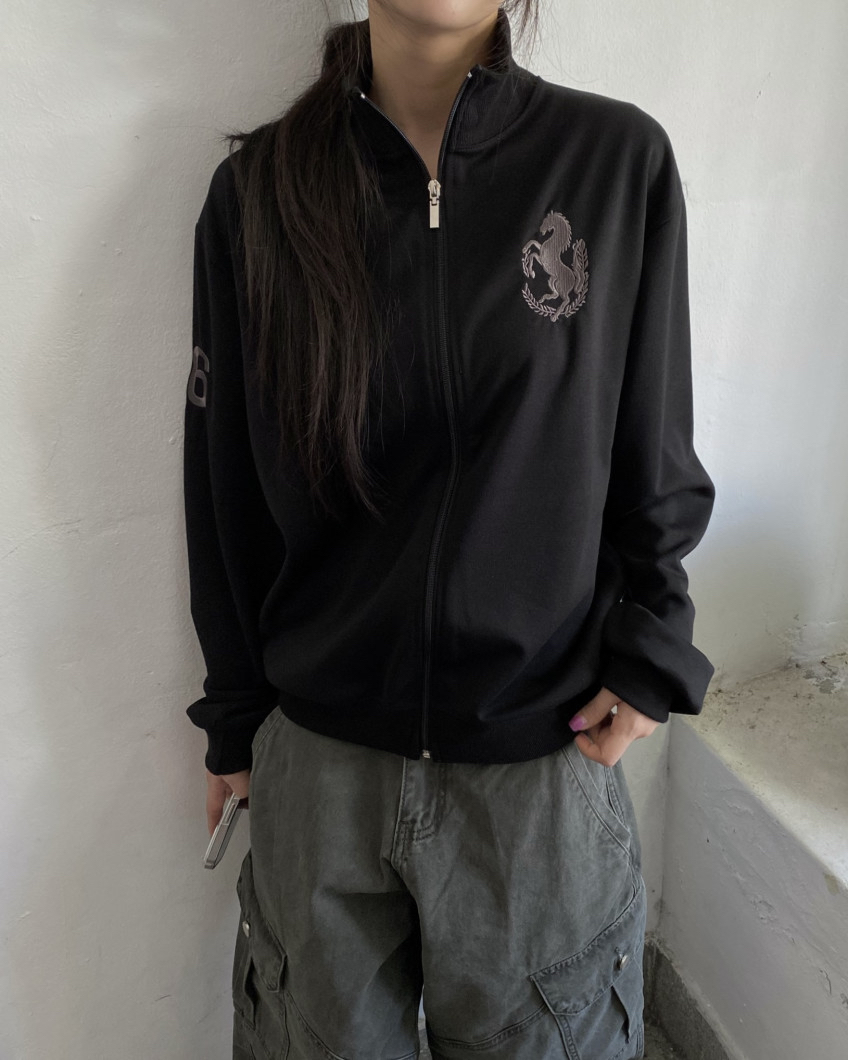 Graphic High-Neck Zip-Up